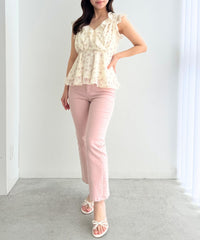 デニムハイウエストストレッチパンツ