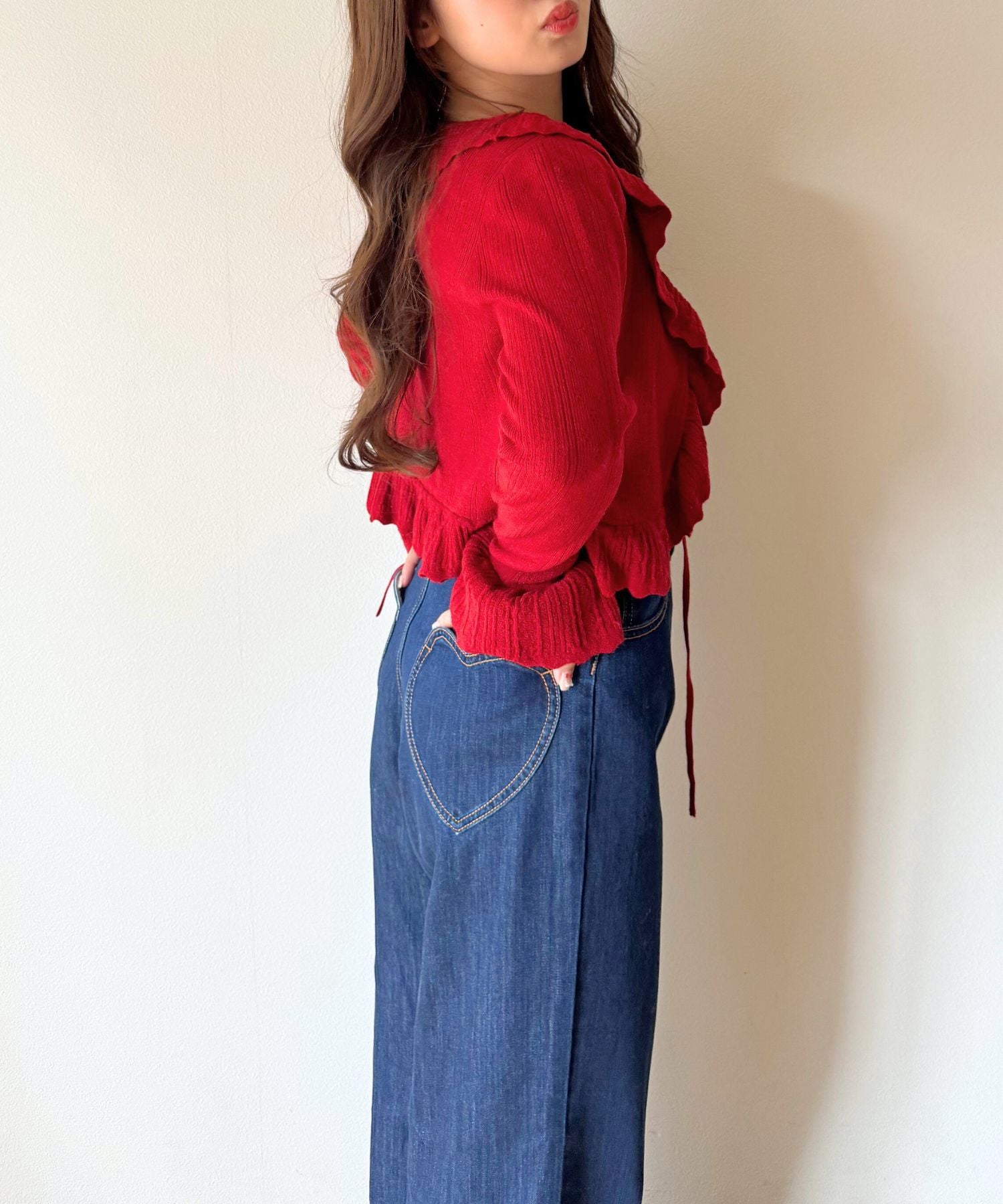 アイレットフリルニットカーディガン