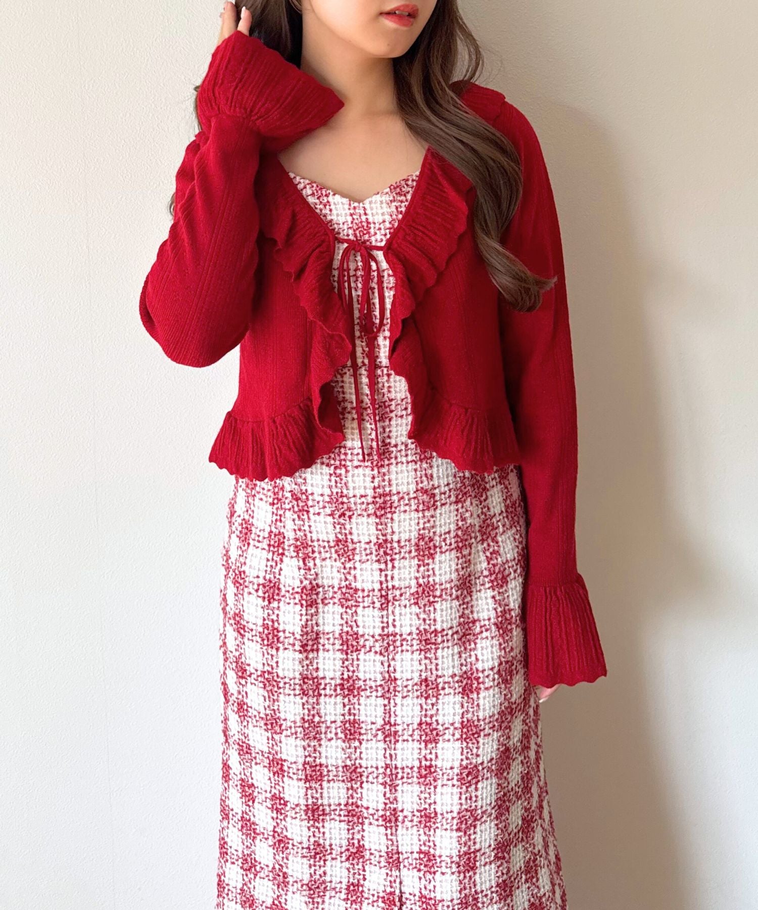 アイレットフリルニットカーディガン