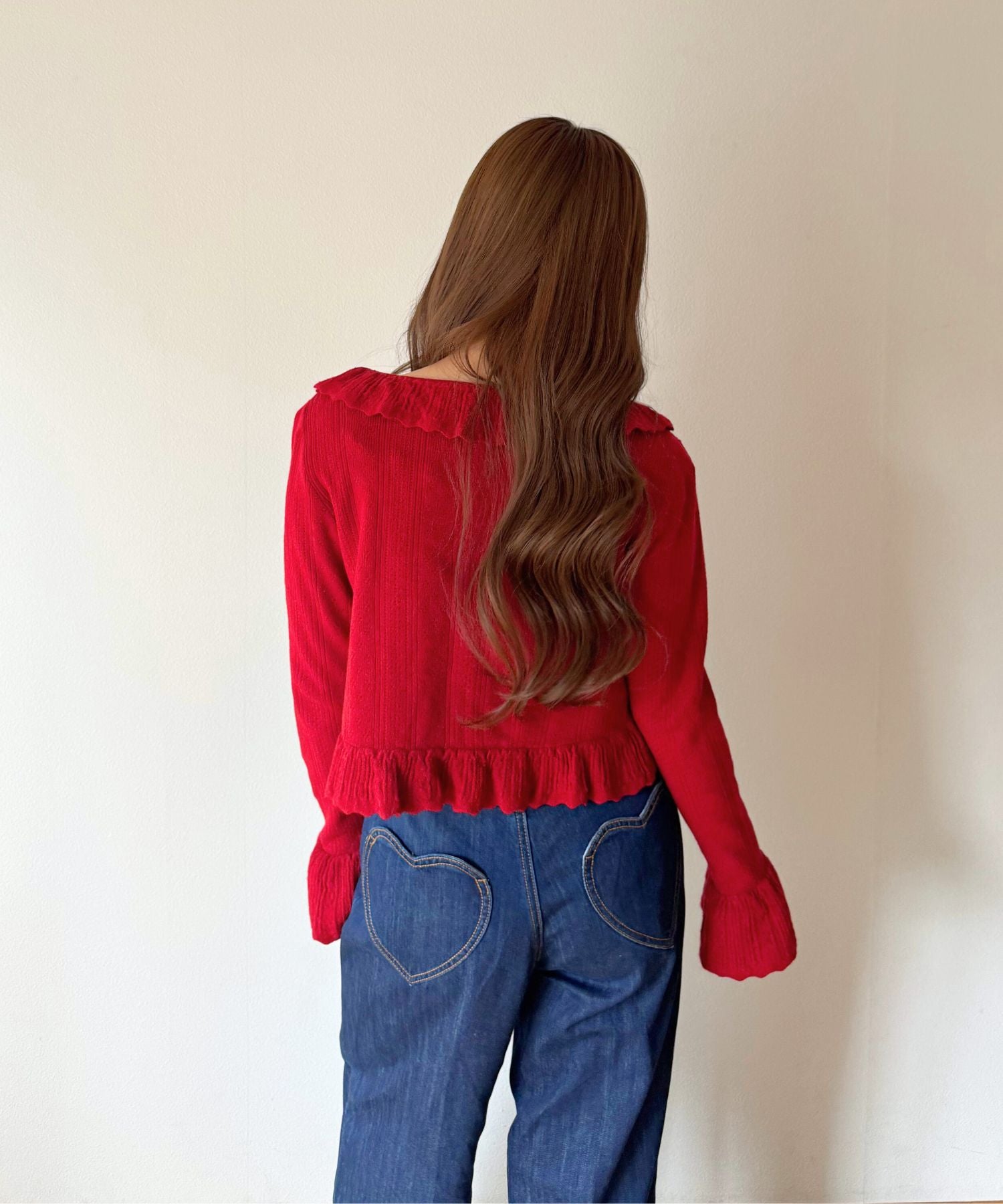 アイレットフリルニットカーディガン