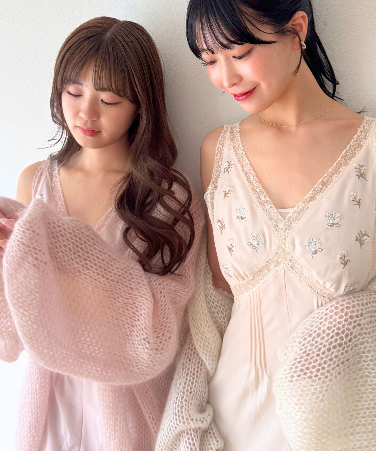 フルール刺繍レースmixドレス