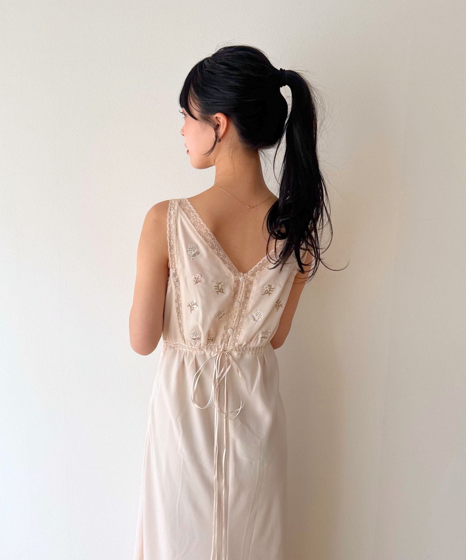フルール刺繍レースmixドレス