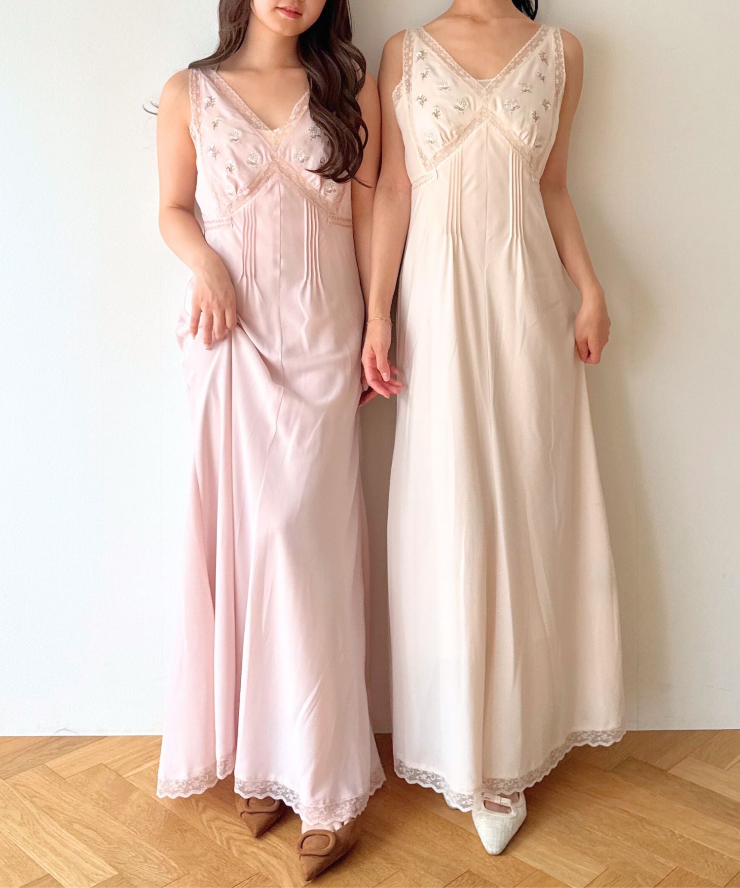 フルール刺繍レースmixドレス