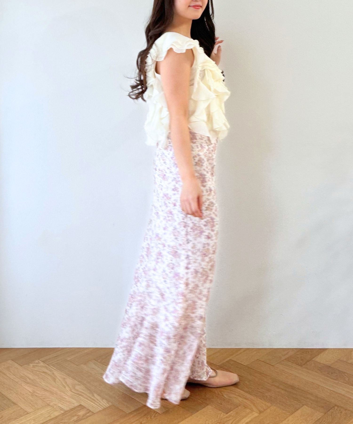 フルールラメシフォンスカート