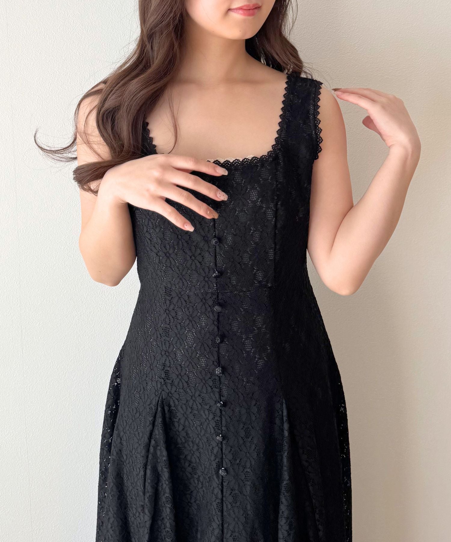 フラワーレースフレアワンピース
