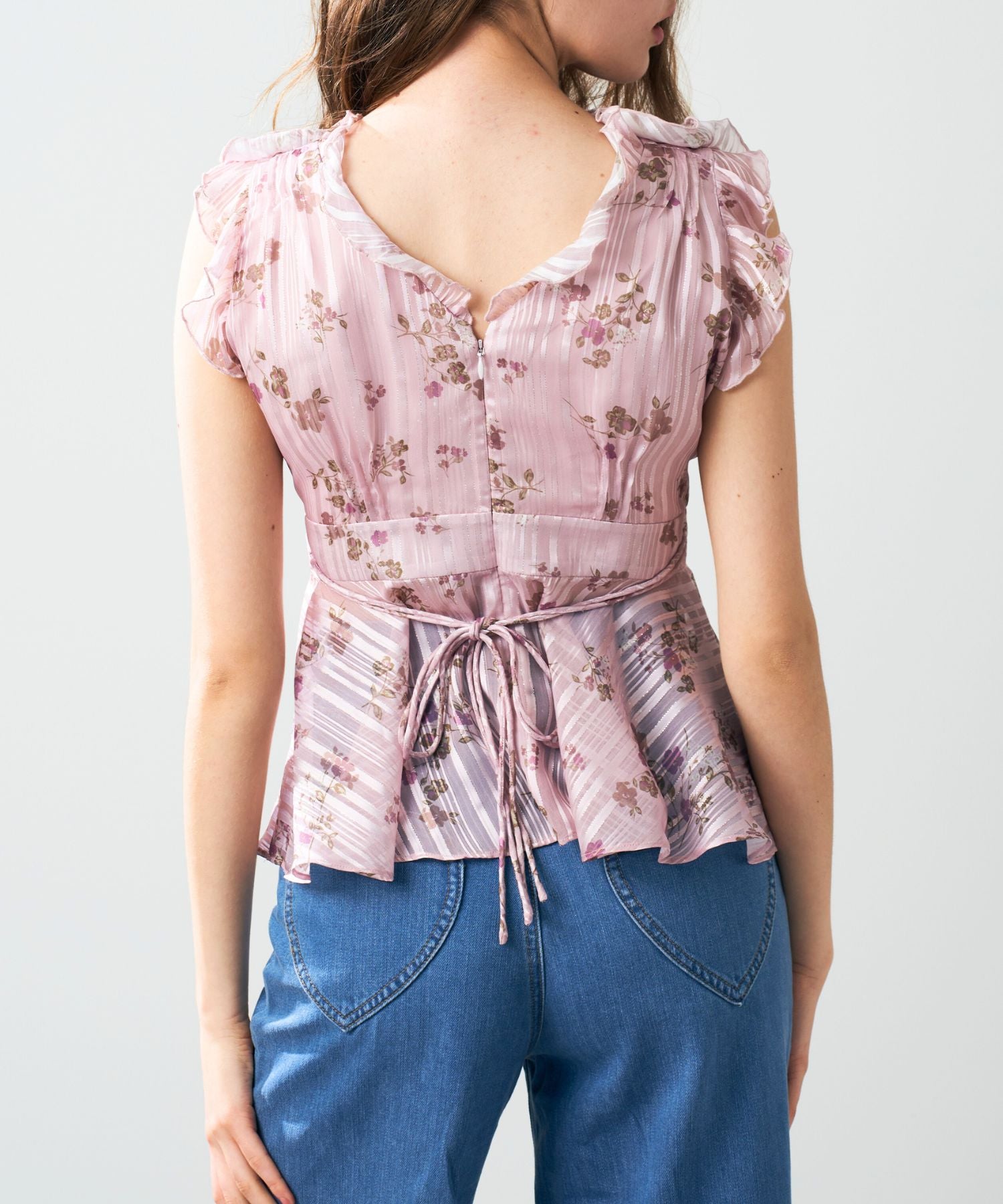 ラメストライプブーケブラウス