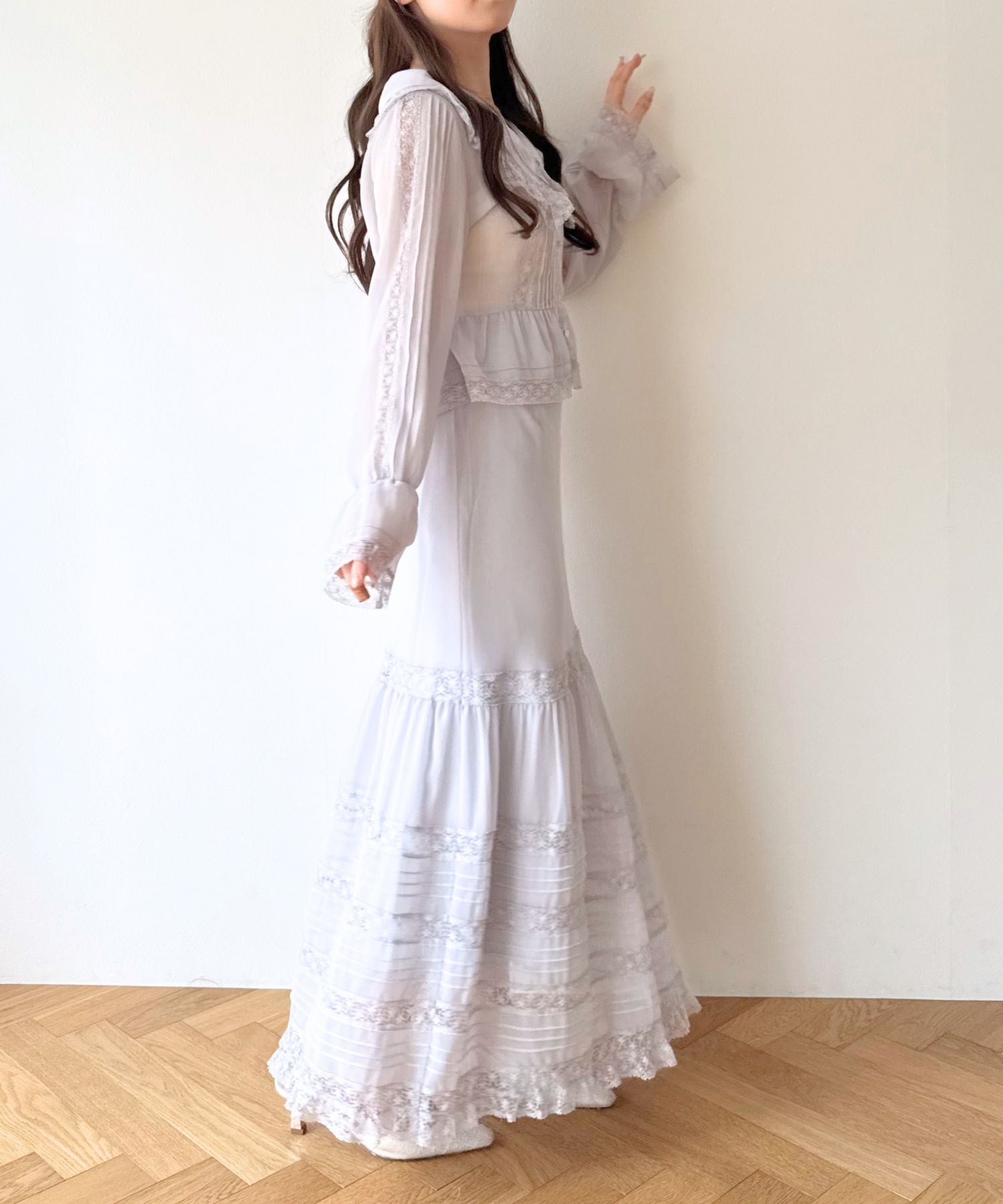 レースシフォンギャザースカート