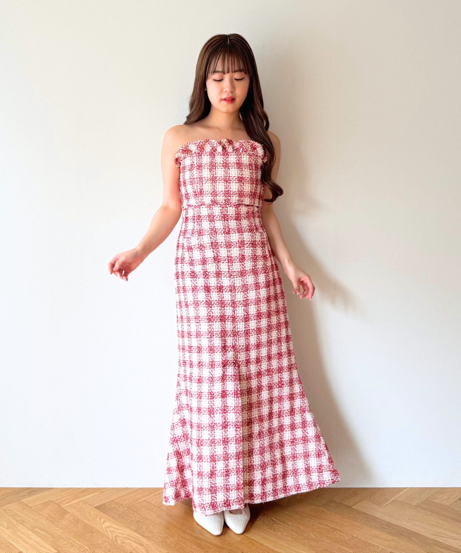 ループチェックマーメイドスカート