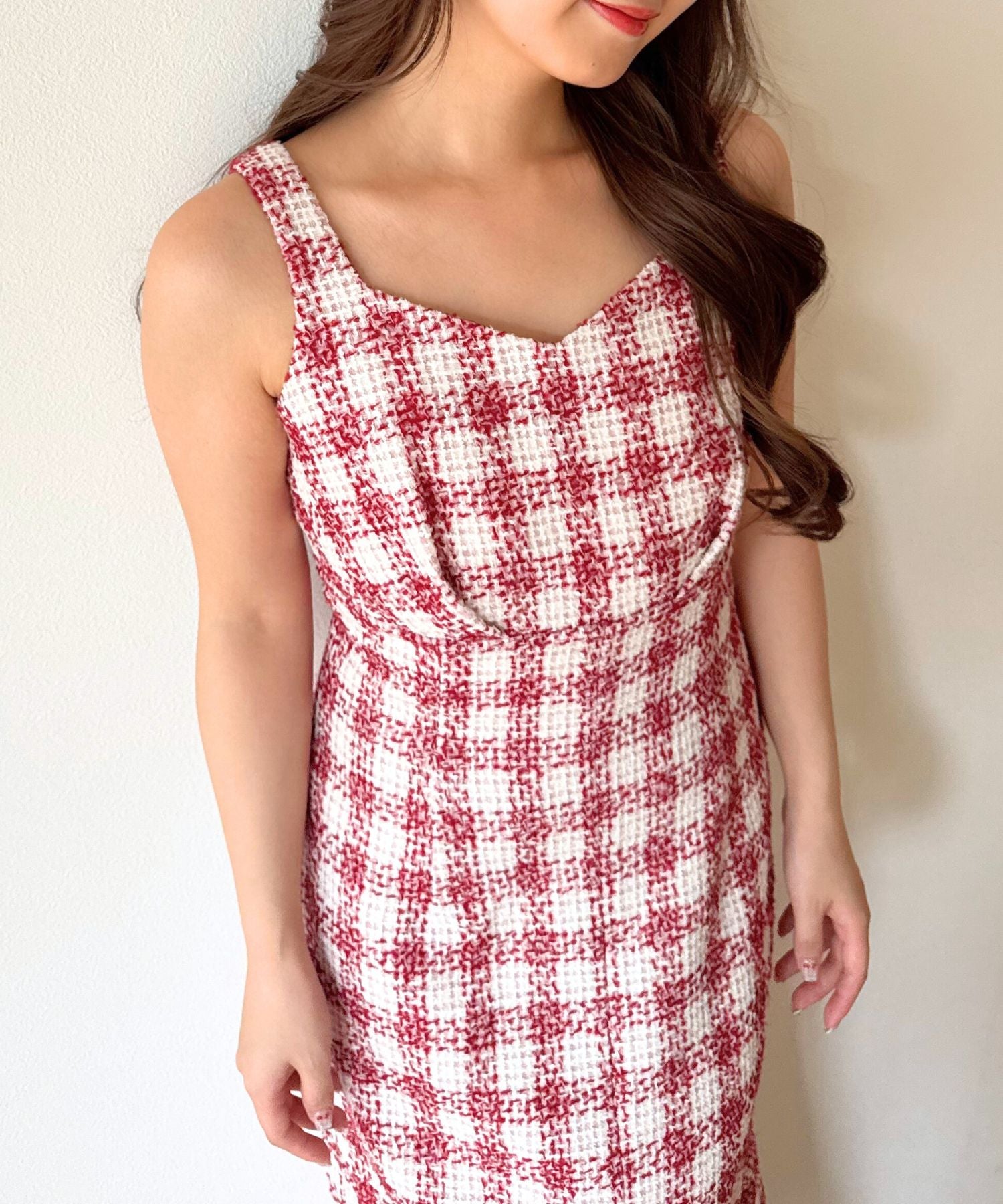 ループチェックサロペワンピース