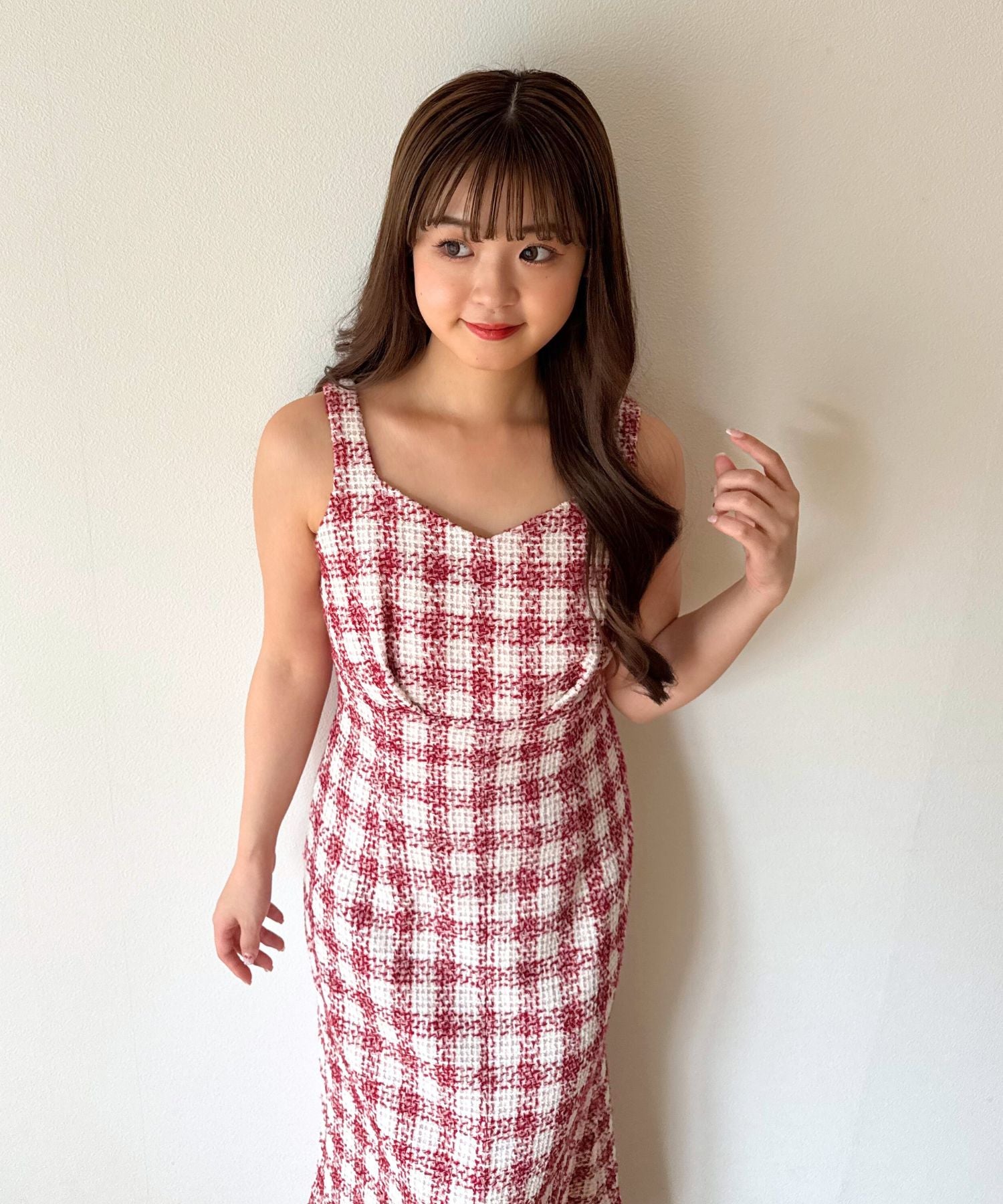 ループチェックサロペワンピース