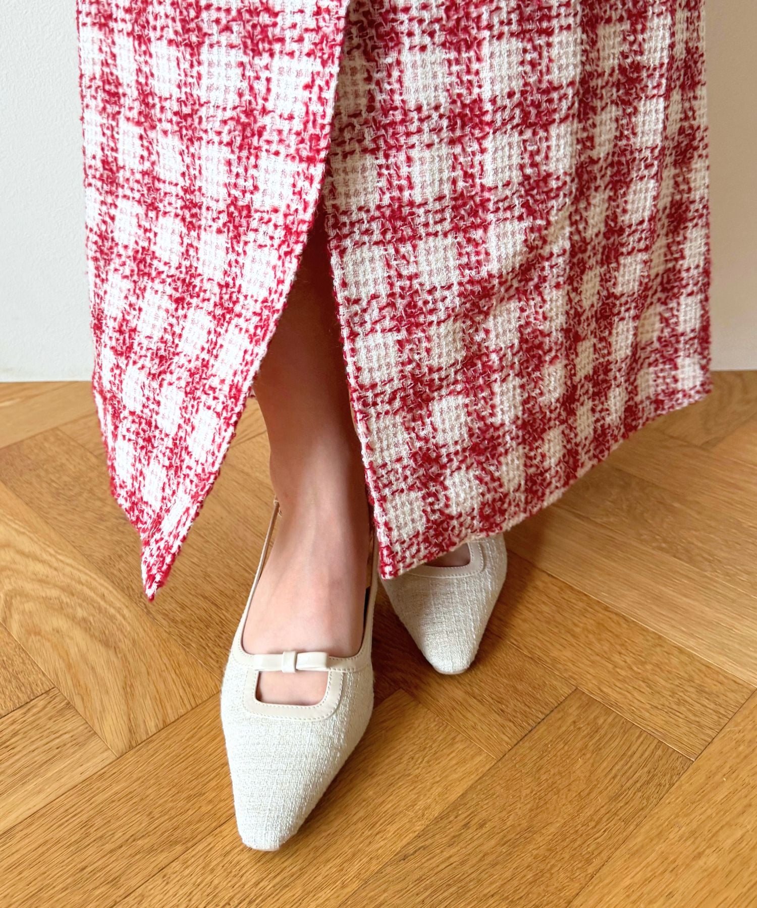 ループチェックサロペワンピース