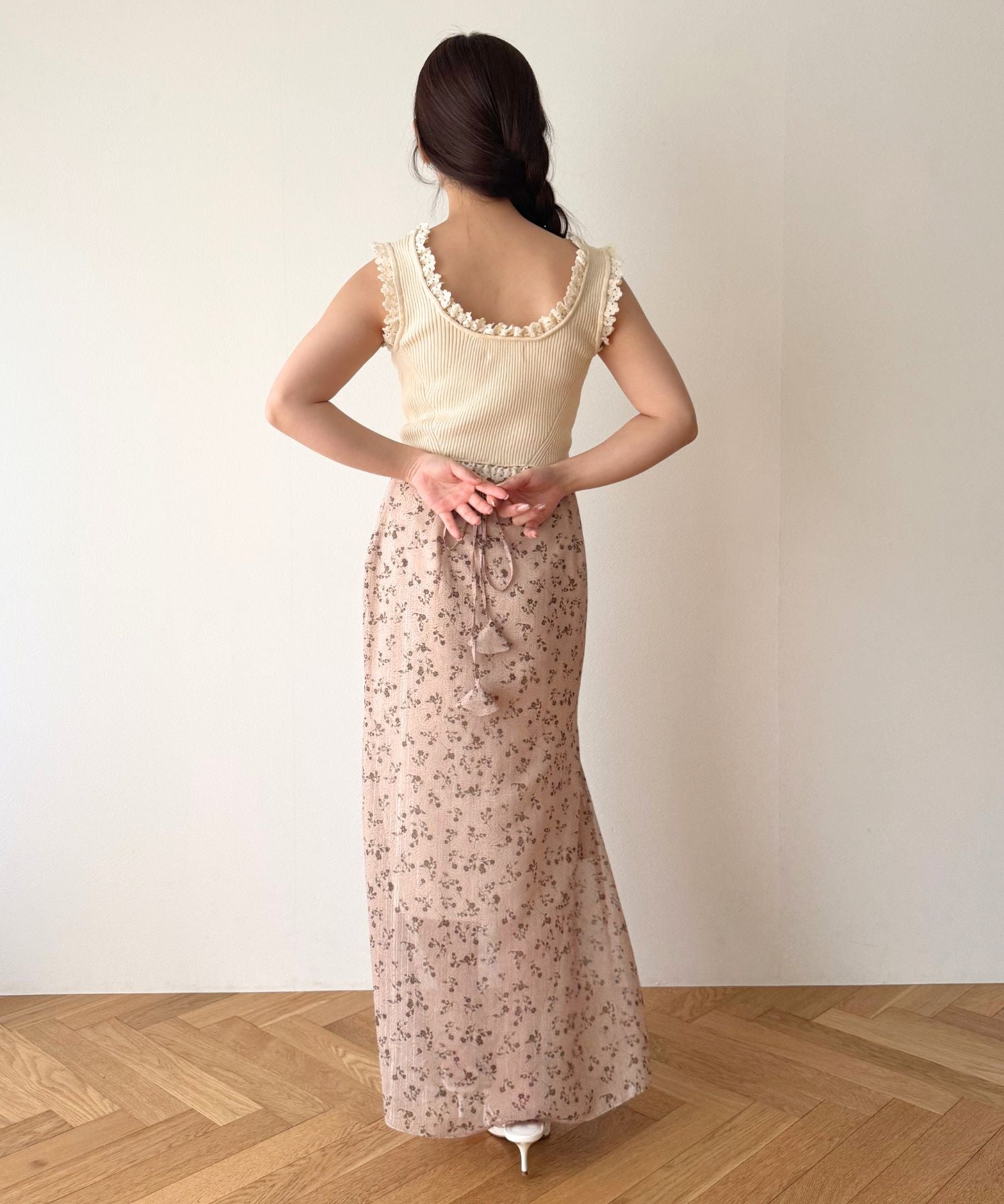 レースフリルニット