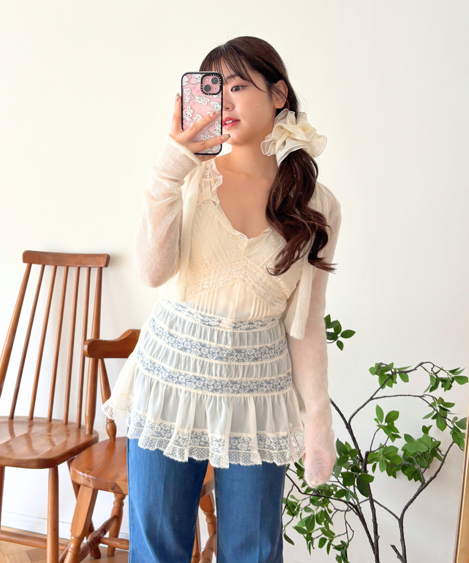 【予約】レースMIXバリエブラウス