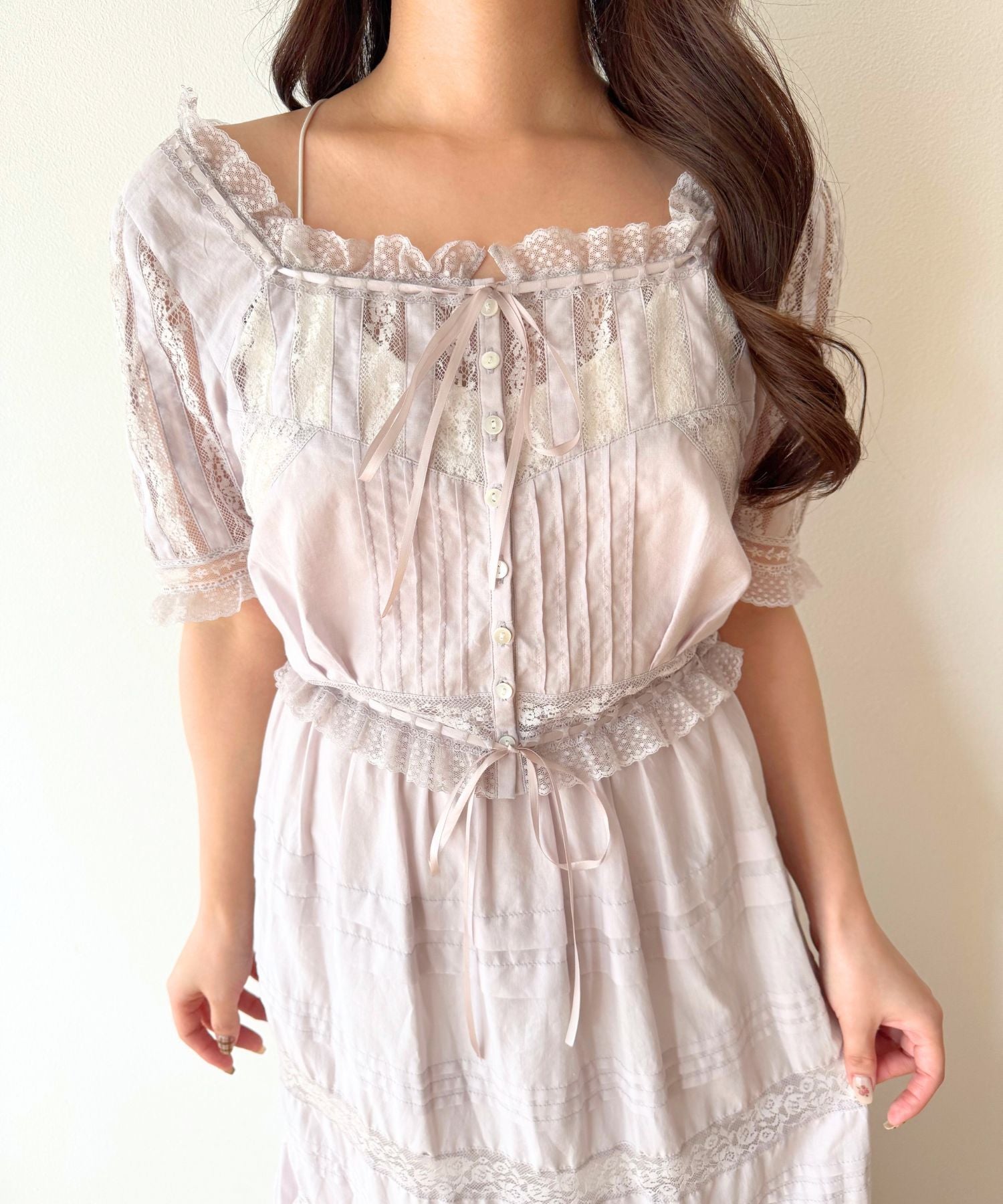 レースMIXヴィクトリアンブラウス