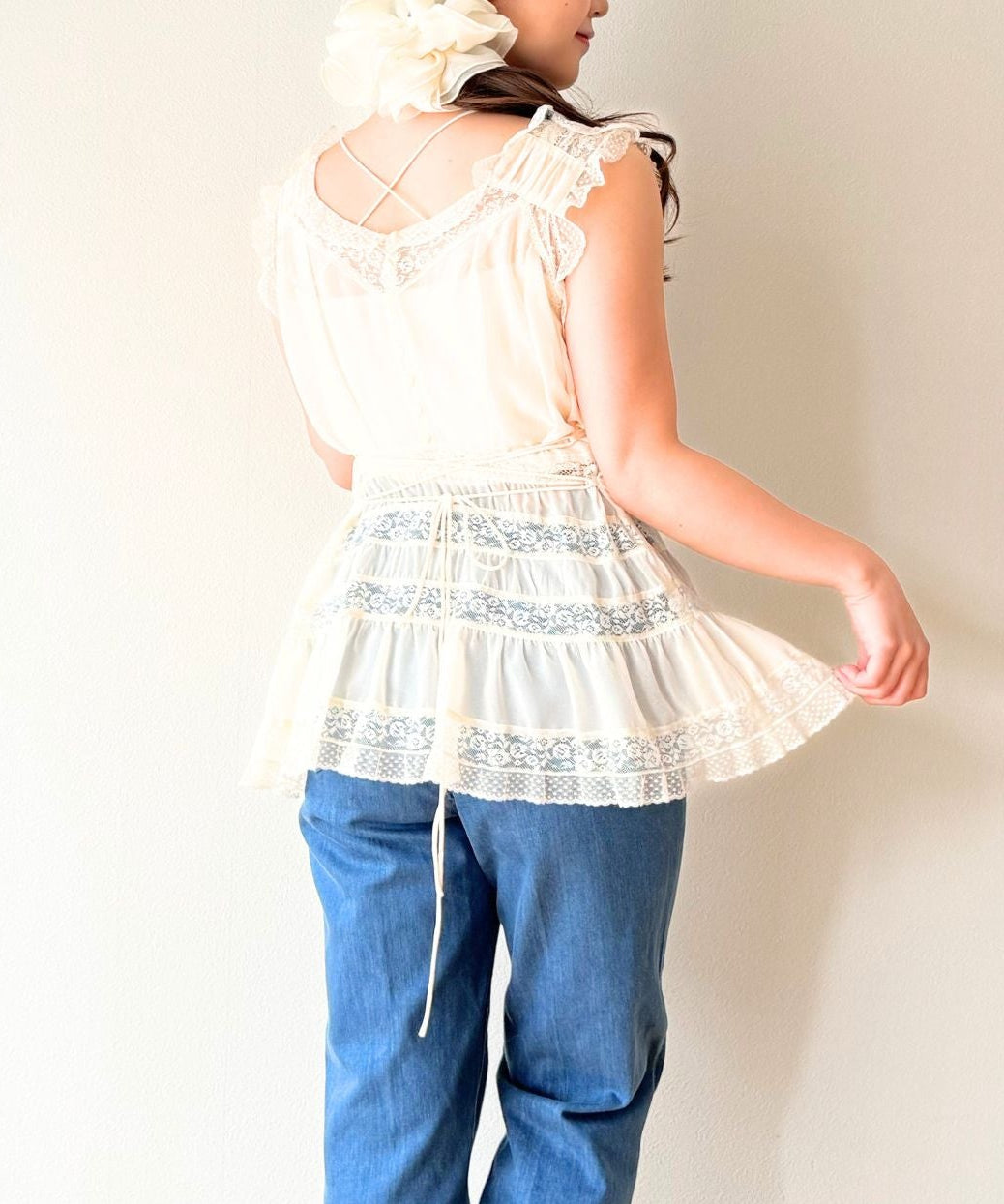 【予約】レースMIXバリエブラウス