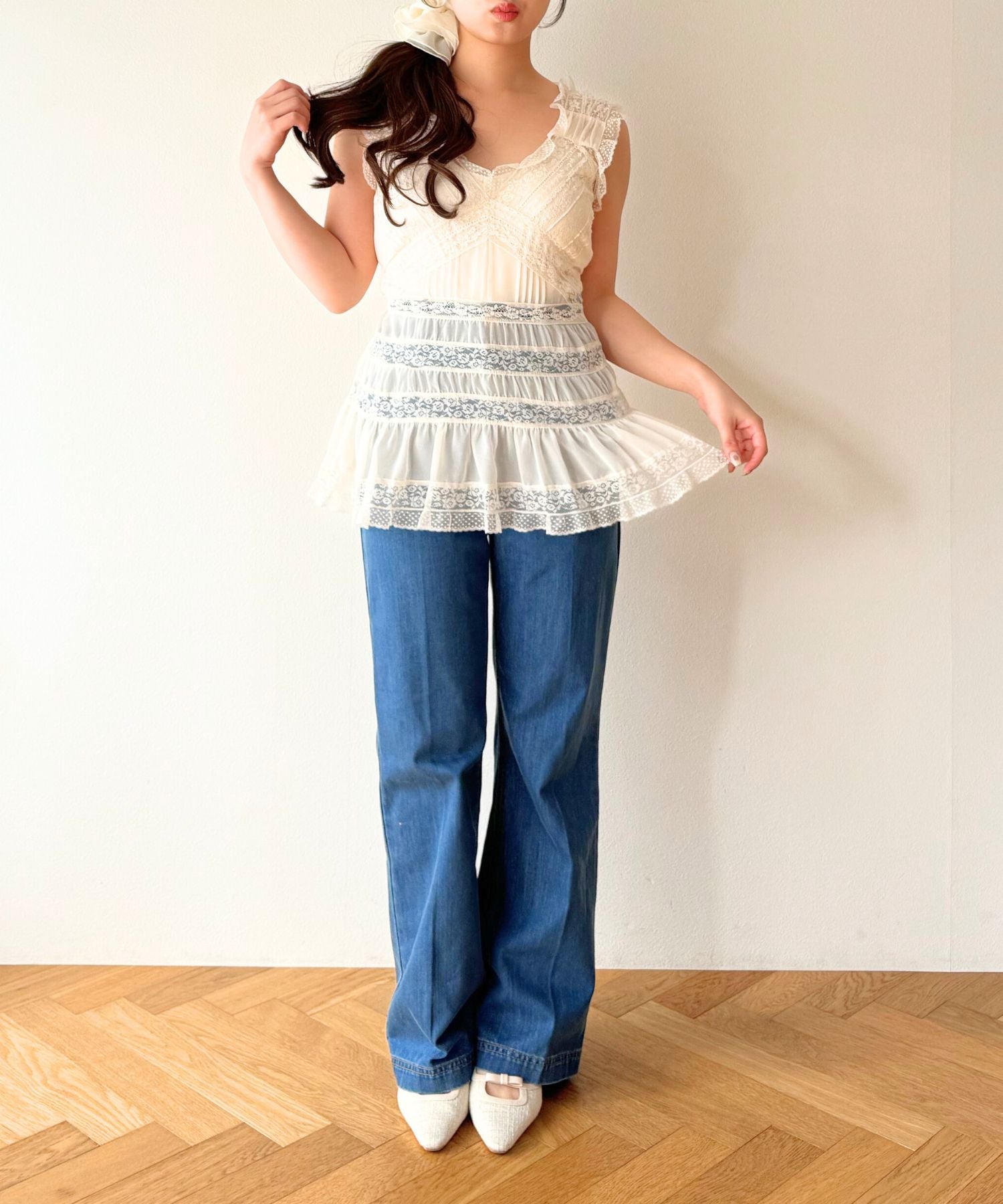 レースMIXバリエブラウス