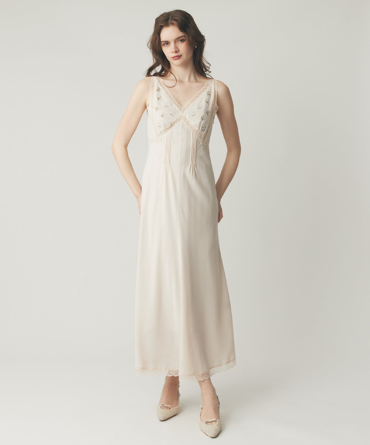 フルール刺繍レースmixドレス