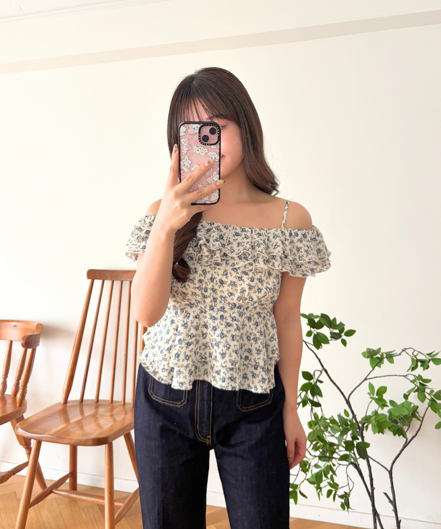 ローズフリル2wayオフショルブラウス