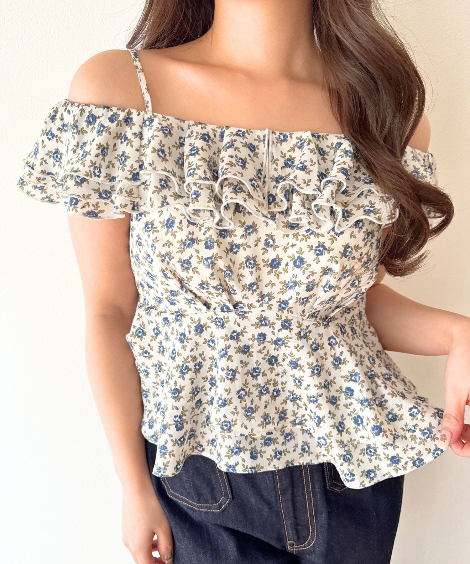 ローズフリル2wayオフショルブラウス