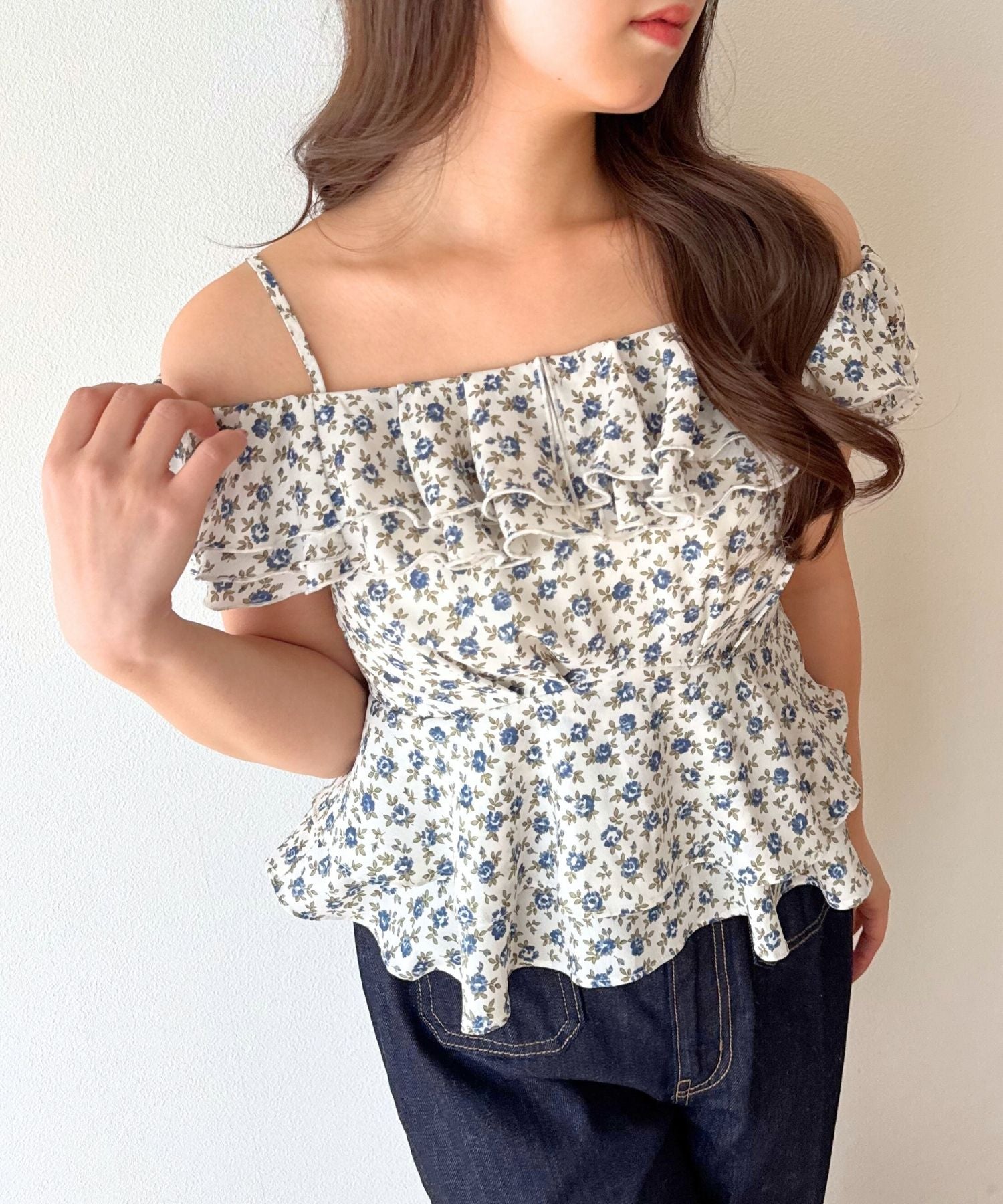 ローズフリル2wayオフショルブラウス