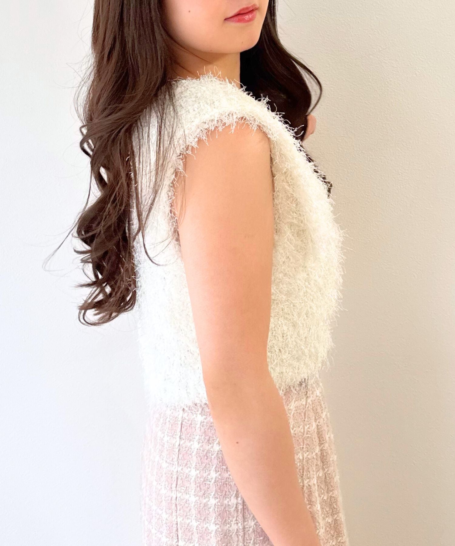 リボンシャギーカラーニット