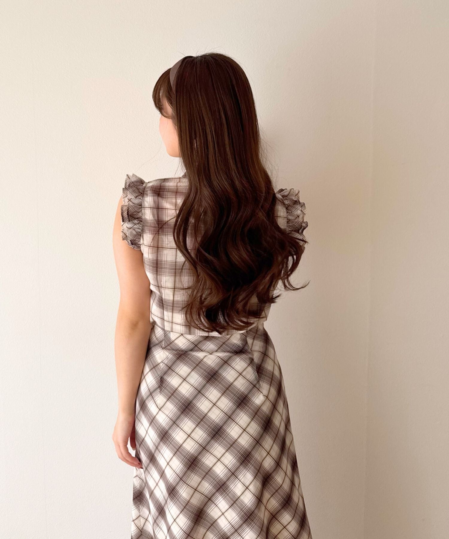 【予約】シアーチェックボウタイブラウス