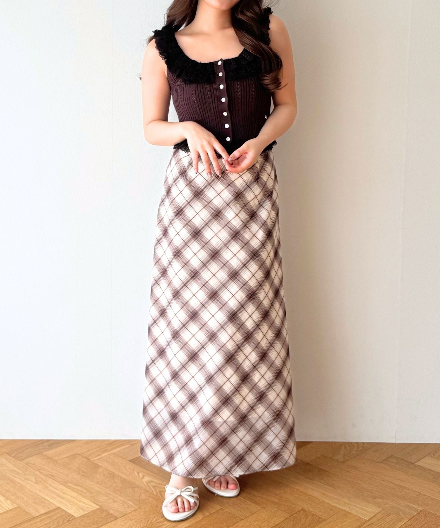 【予約】シアーチェックバイヤススカート