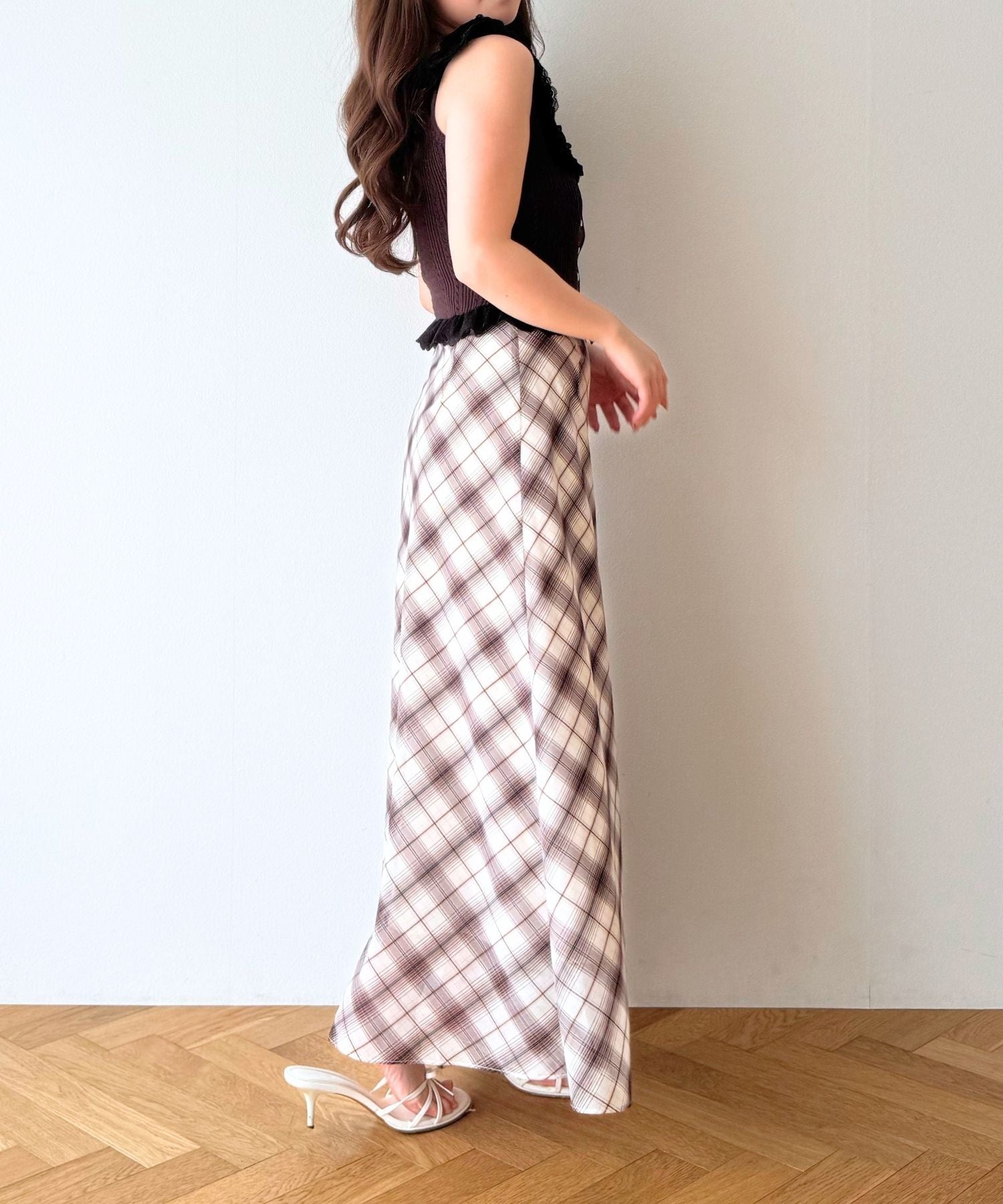 【予約】シアーチェックバイヤススカート