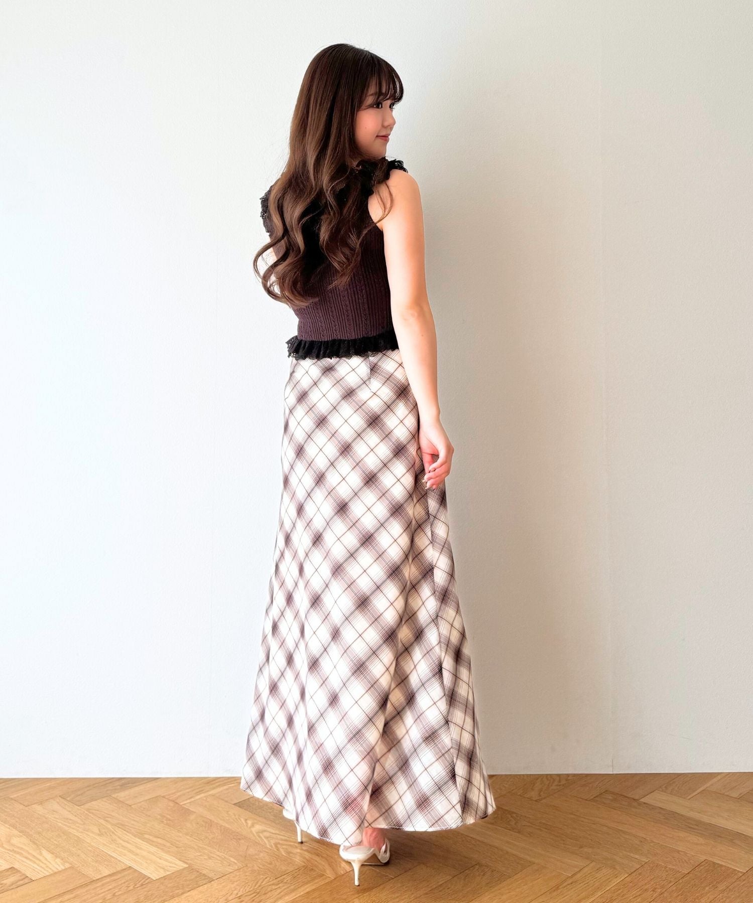 【予約】シアーチェックバイヤススカート