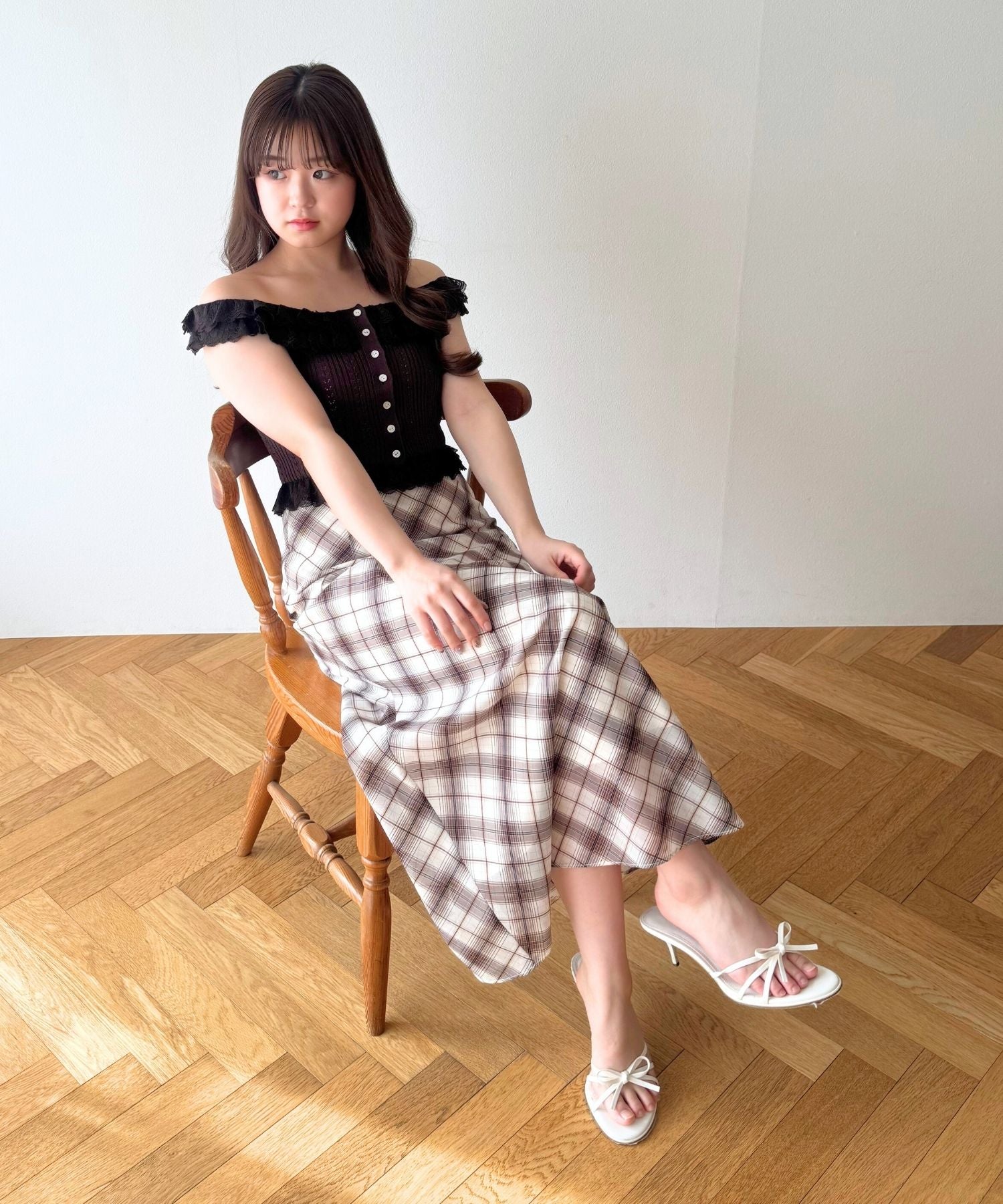 【予約】シアーチェックバイヤススカート