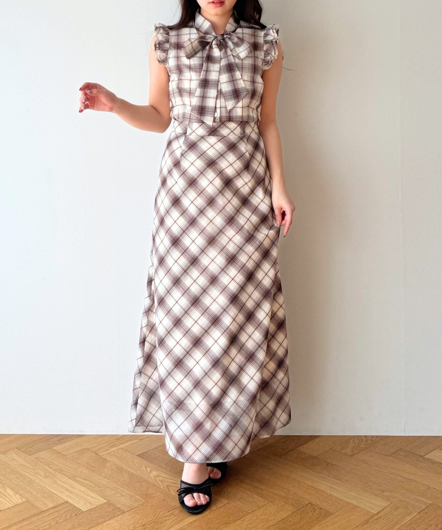 【予約】シアーチェックバイヤススカート