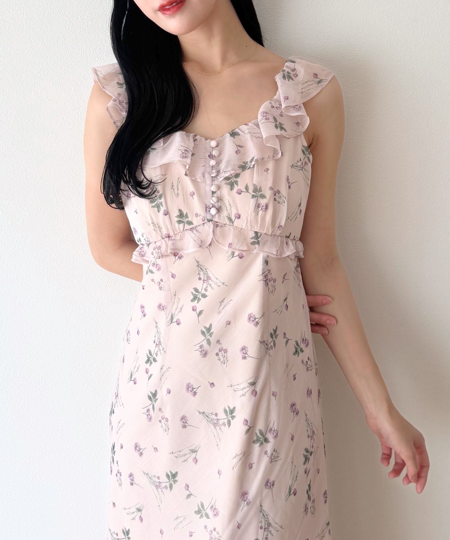 シアーシフォンフラワーワンピース