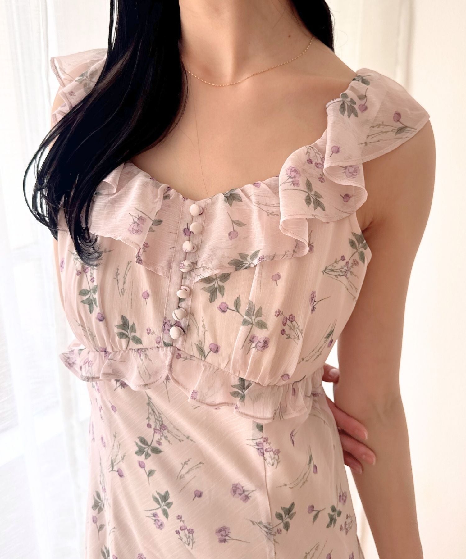 シアーシフォンフラワーワンピース