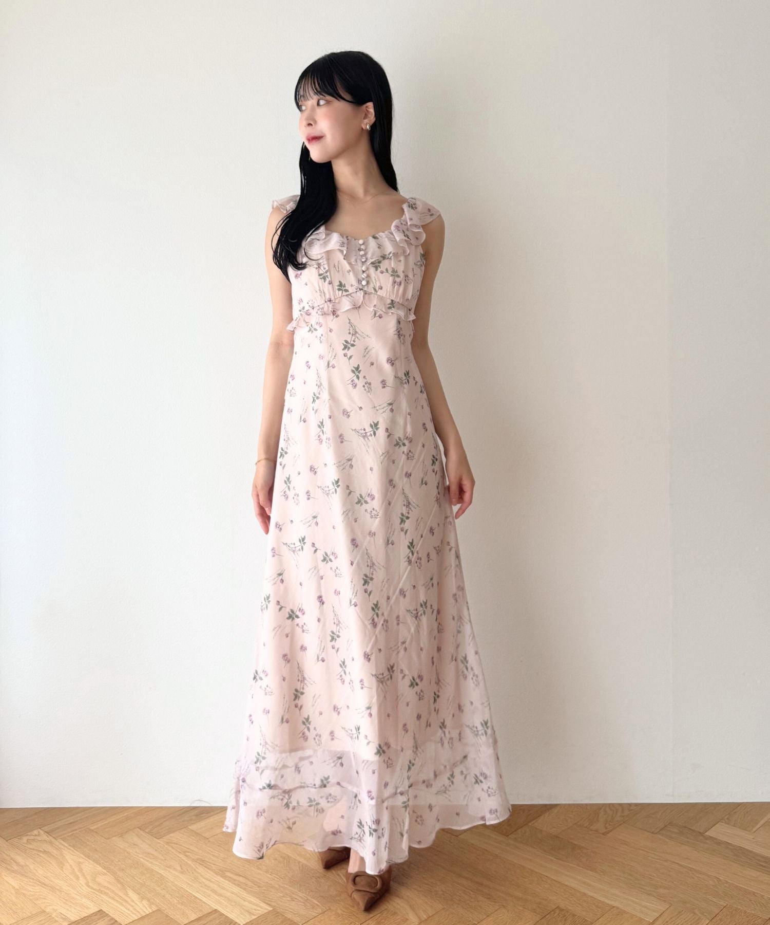 シアーシフォンフラワーワンピース