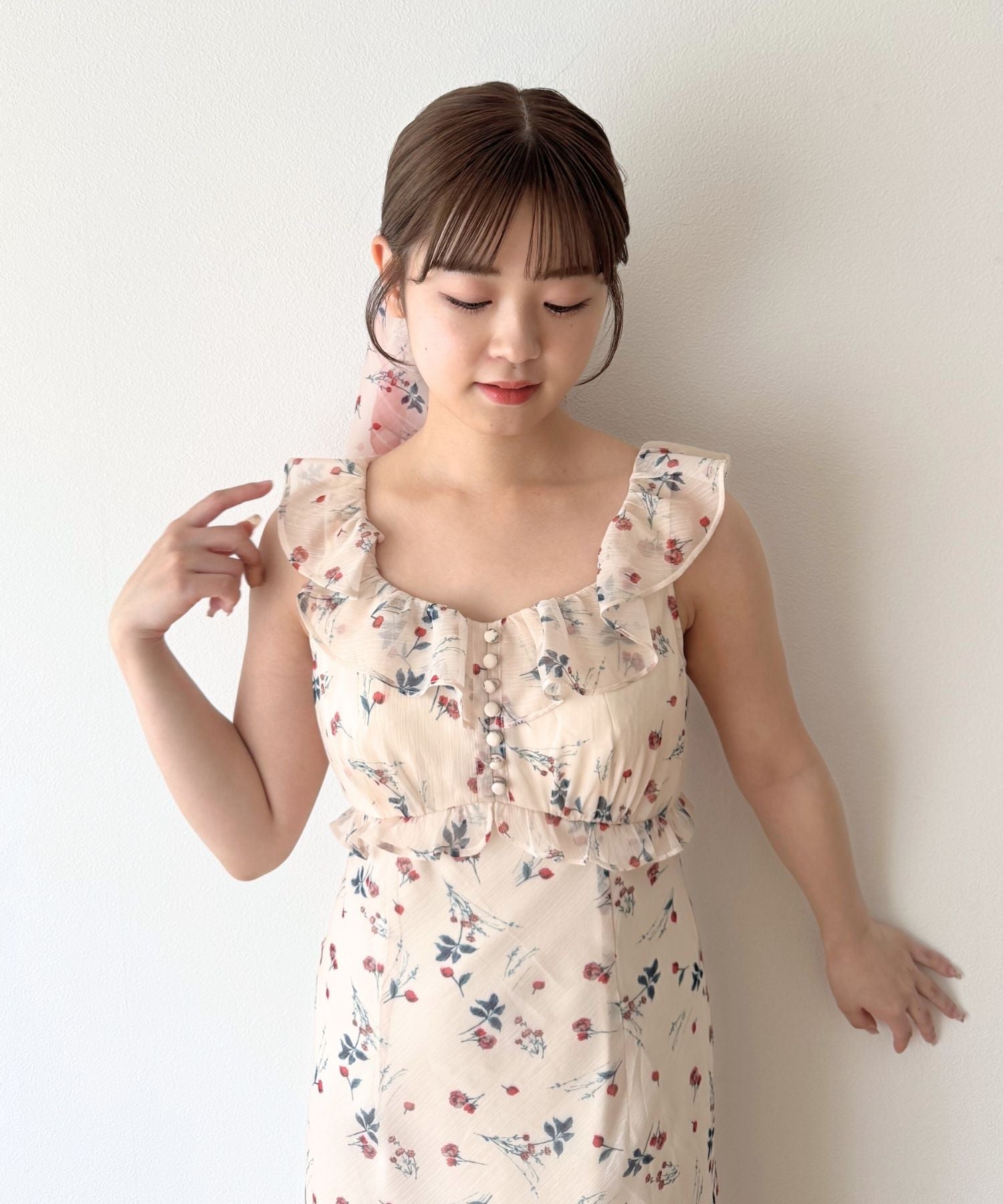 シアーシフォンフラワーワンピース