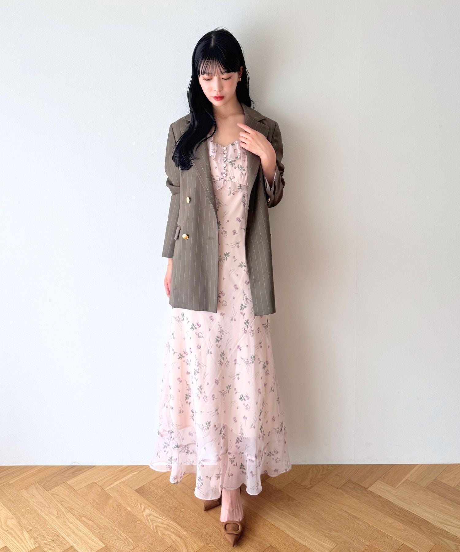 シアーシフォンフラワーワンピース