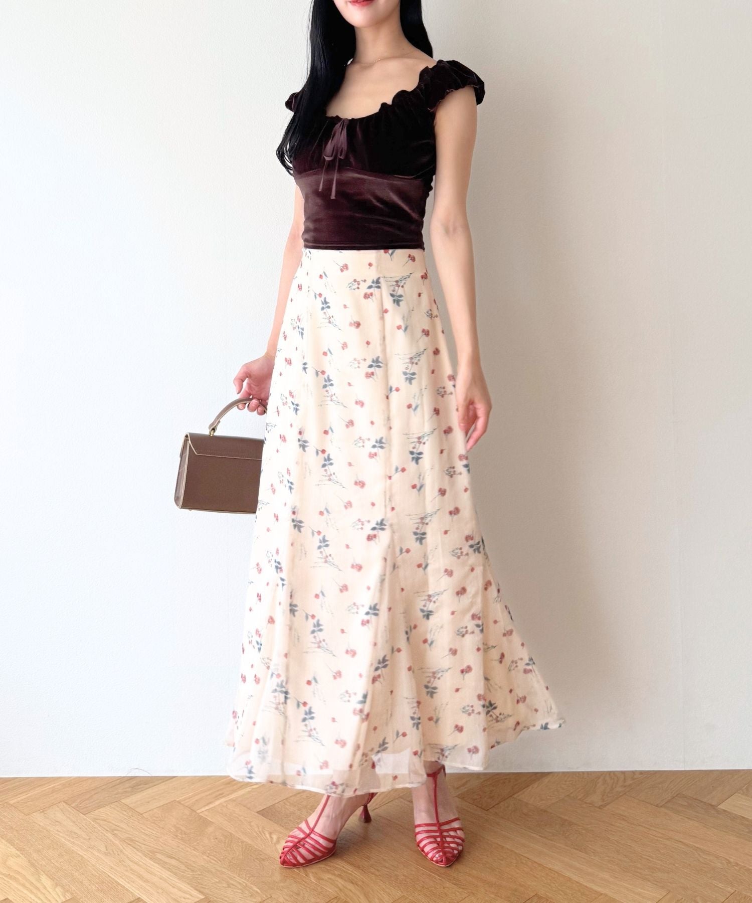 シアーシフォンフラワースカート