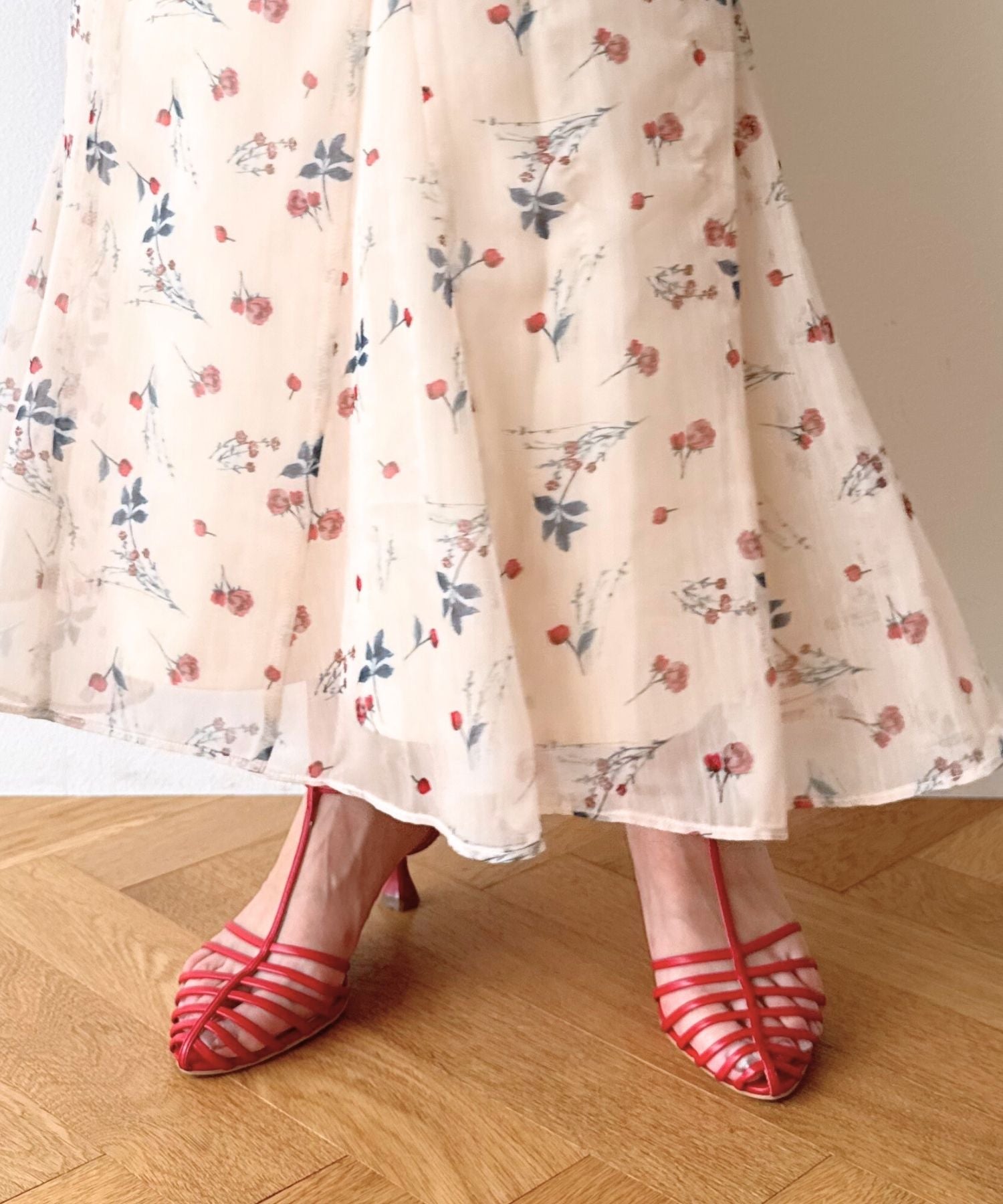 シアーシフォンフラワースカート