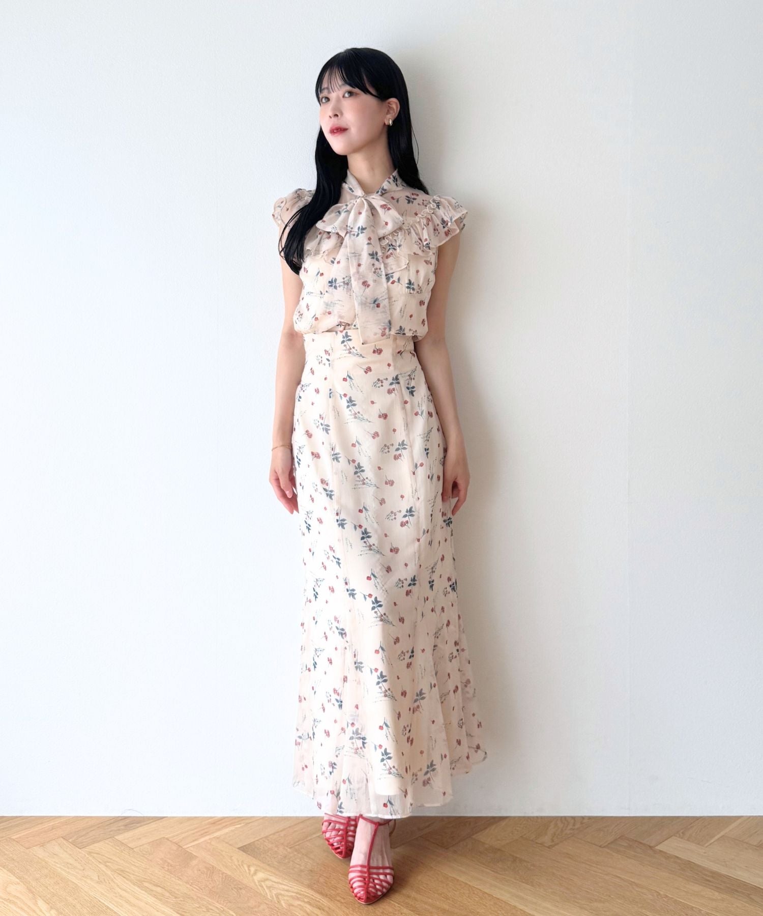 シアーシフォンフラワースカート