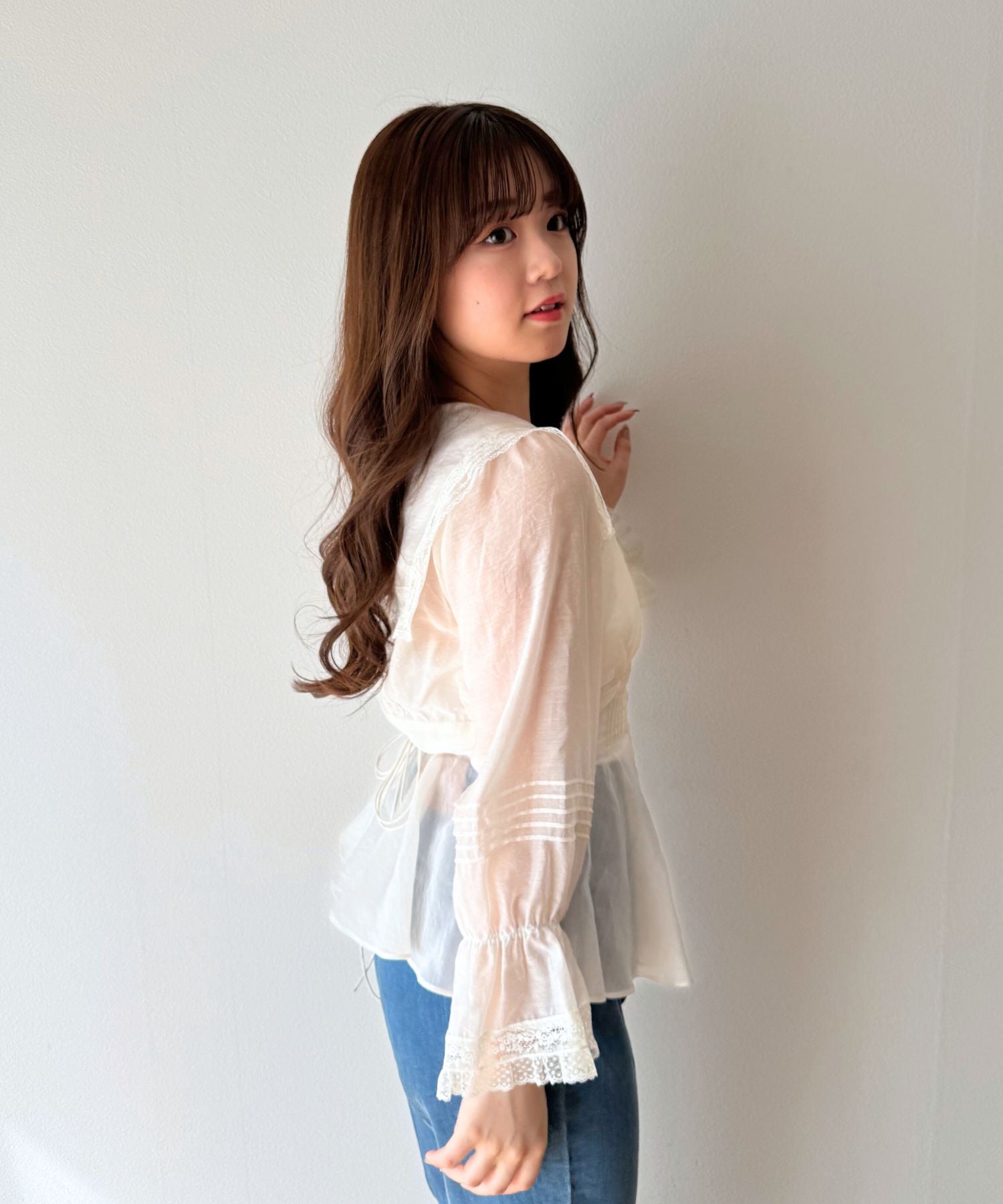 【予約】セーラーカラーレースブラウス