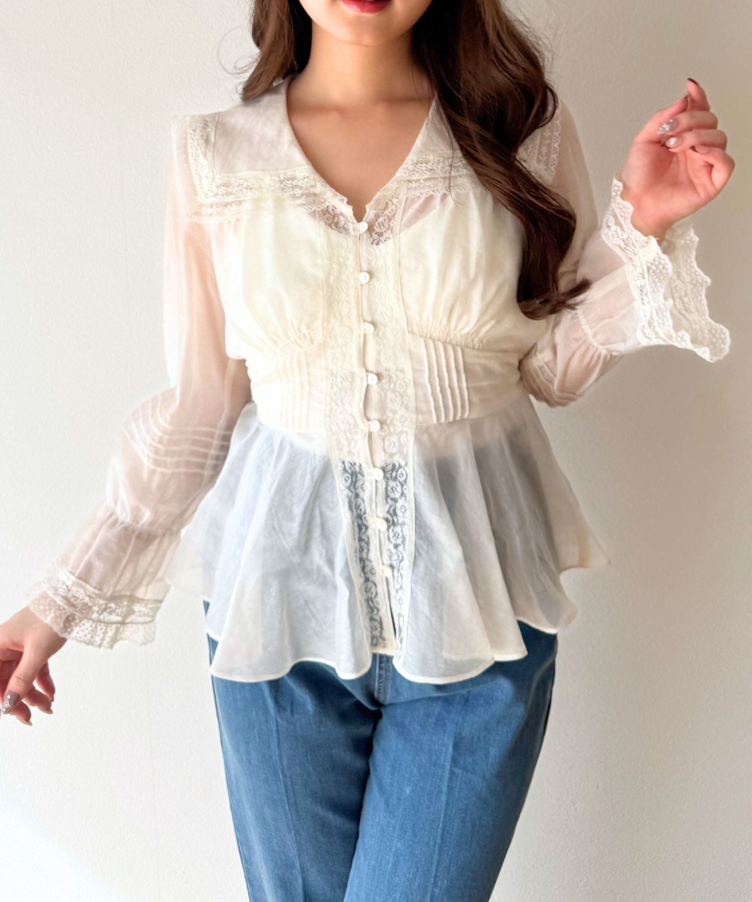 【予約】セーラーカラーレースブラウス