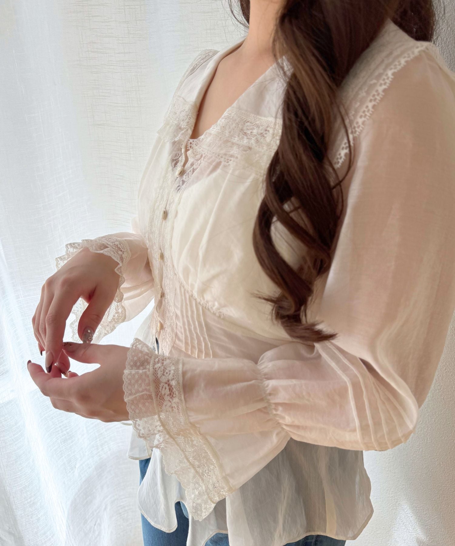 【予約】セーラーカラーレースブラウス