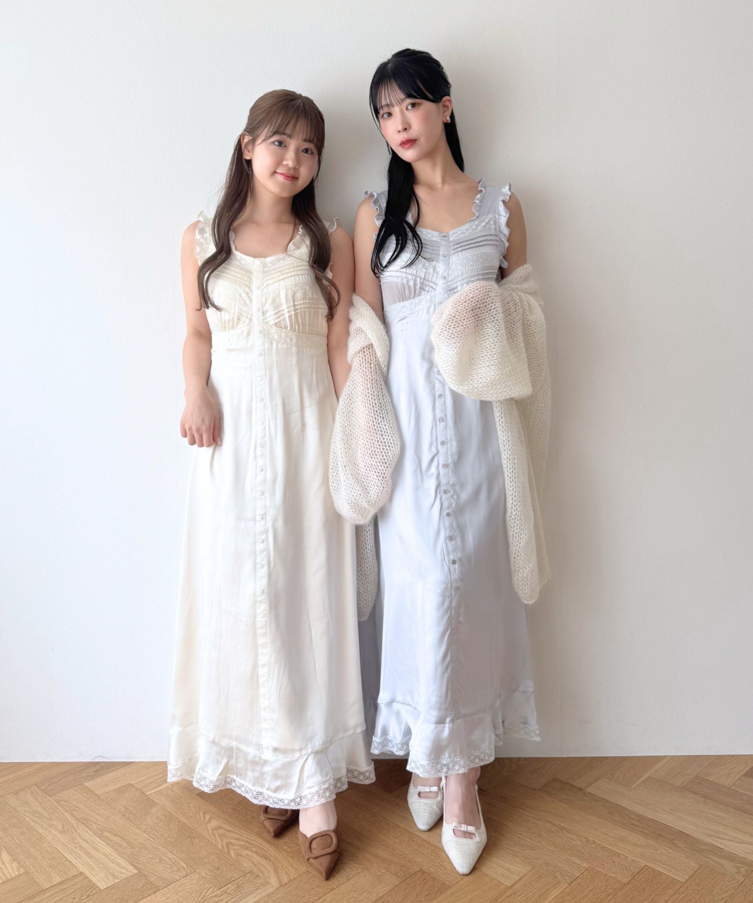 シルクピンタックレースワンピース