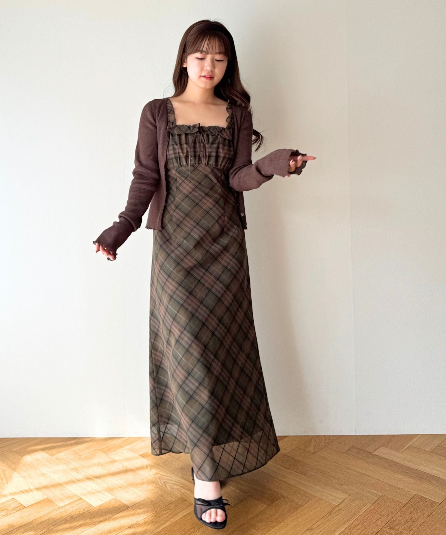 シアーリブニットカーディガン