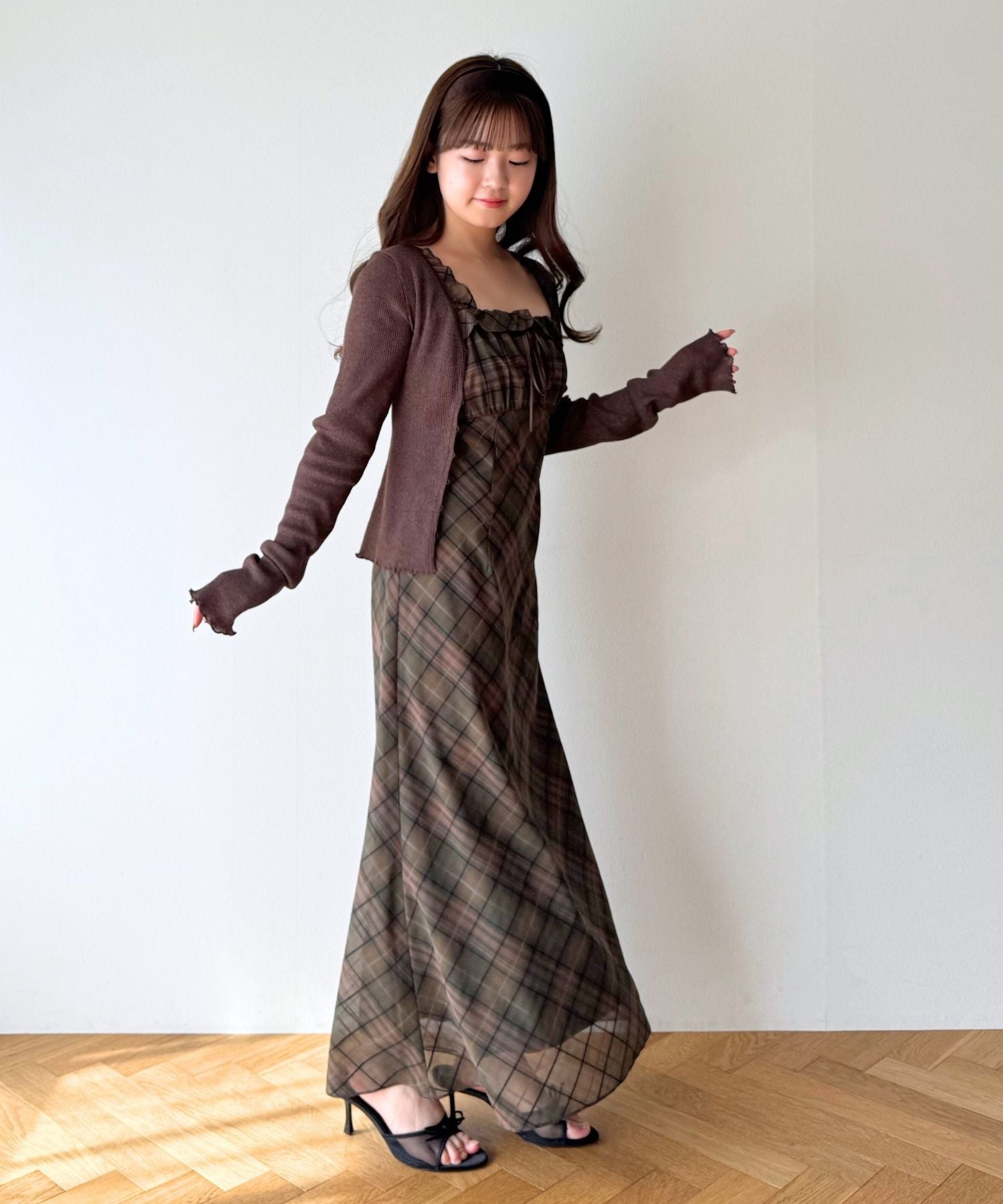 シアーリブニットカーディガン