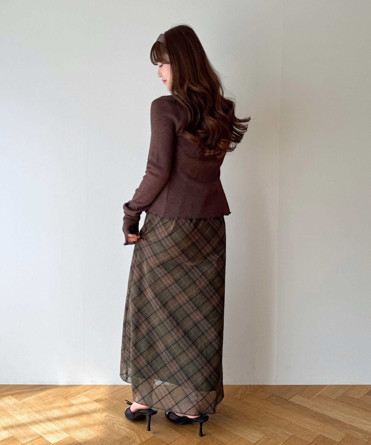 シアーリブニットカーディガン