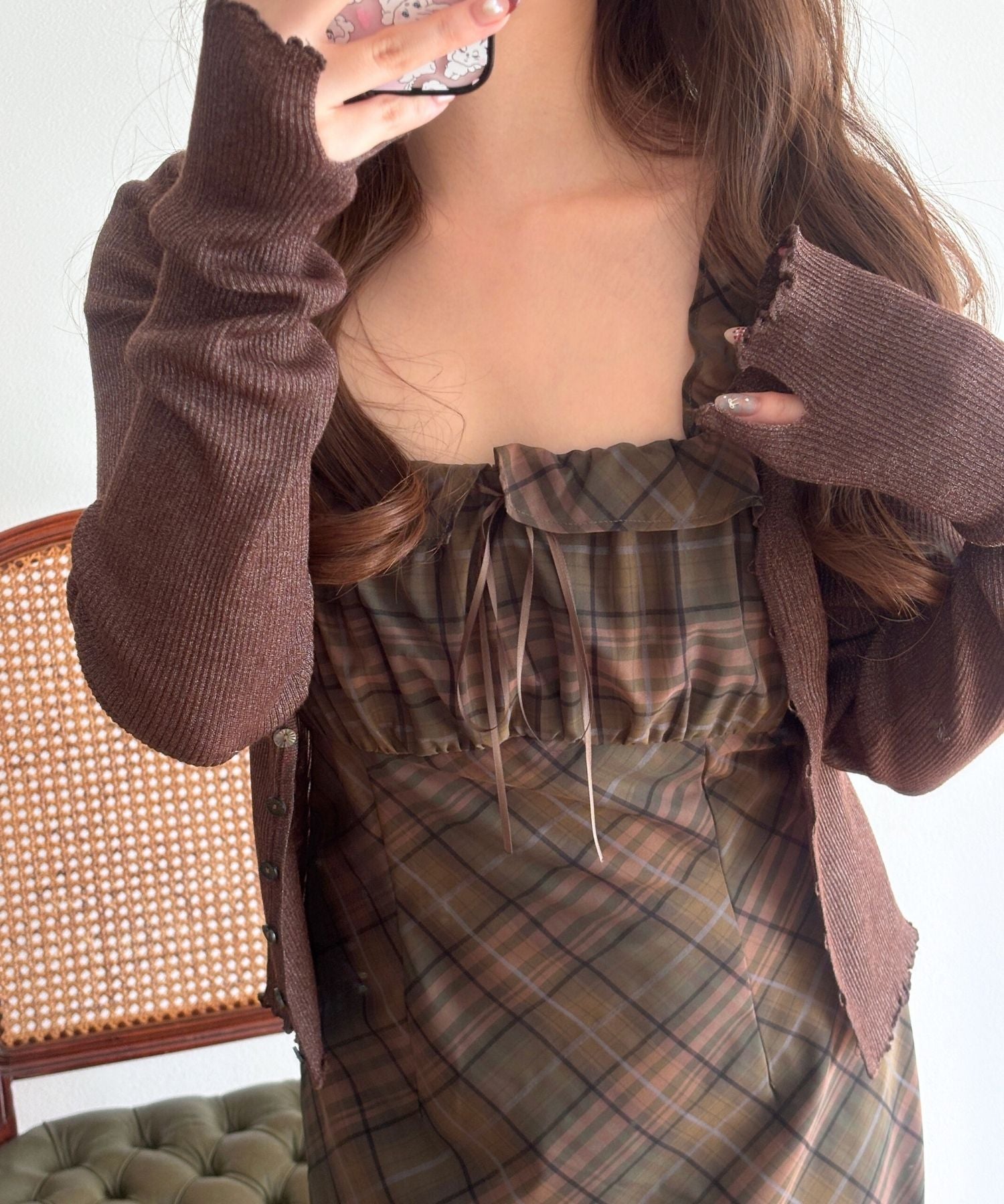 シアーリブニットカーディガン