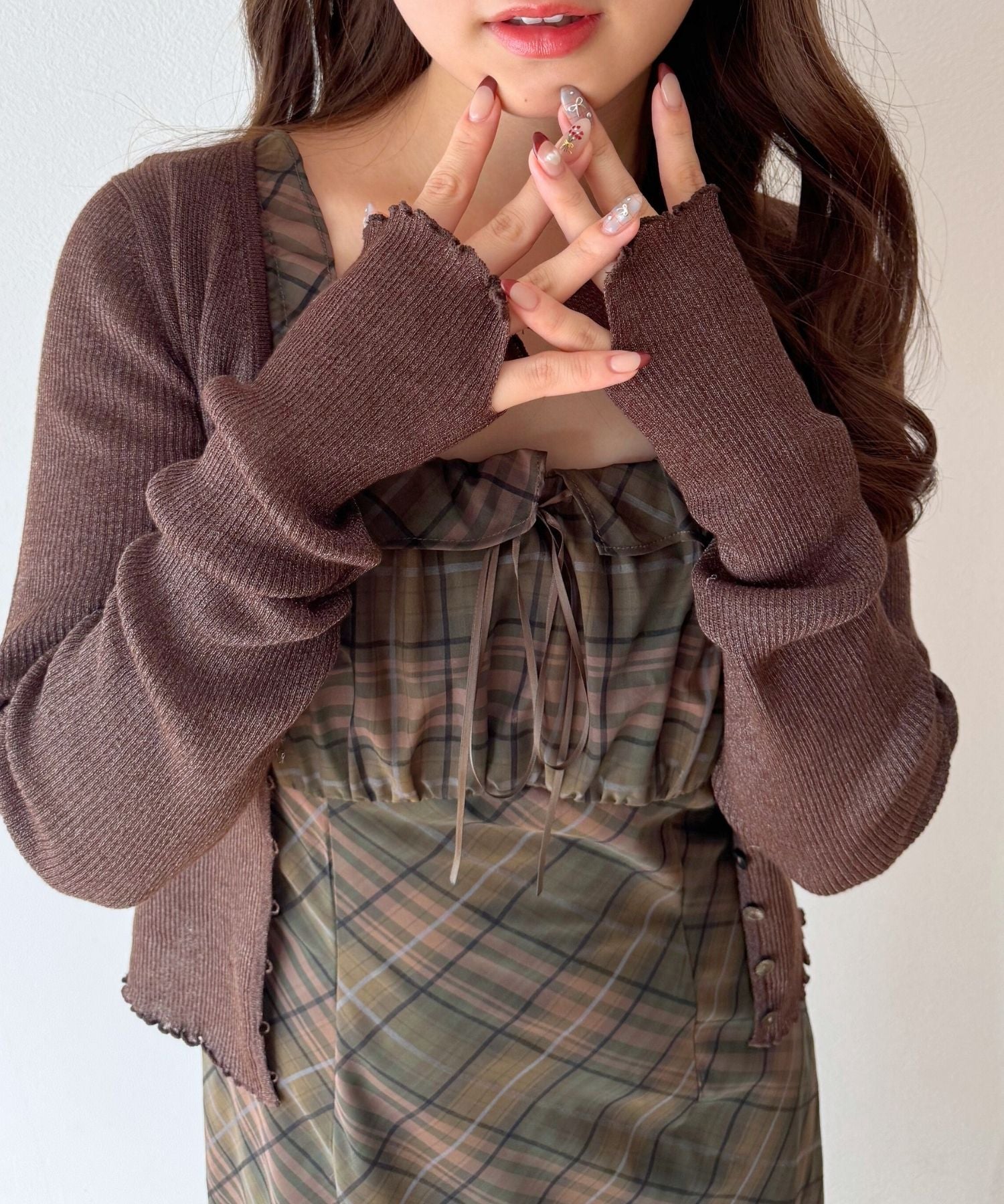 シアーリブニットカーディガン