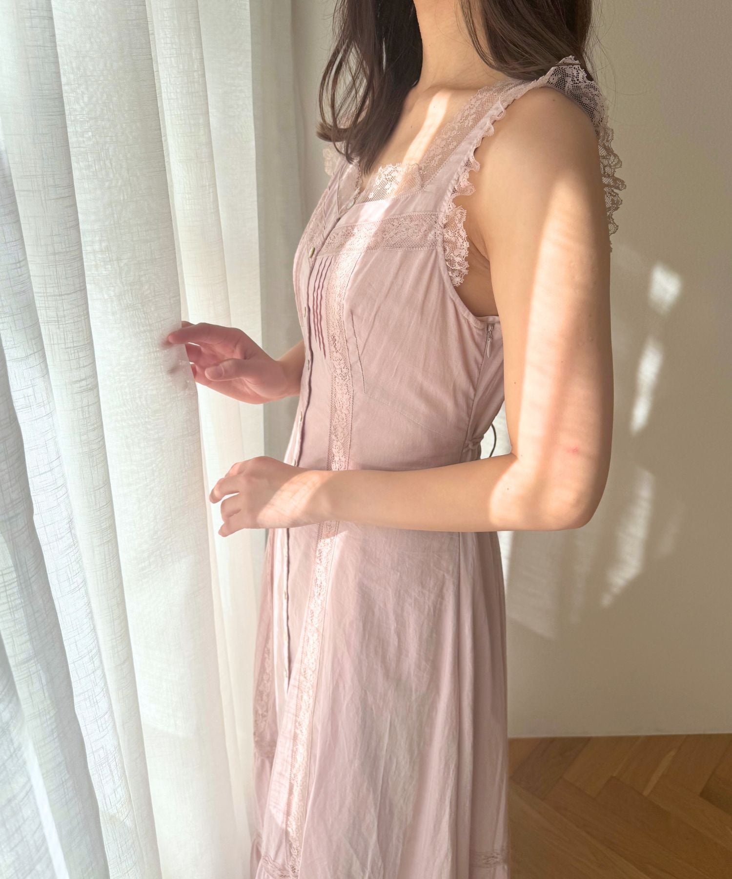 レースミックスフレアワンピース