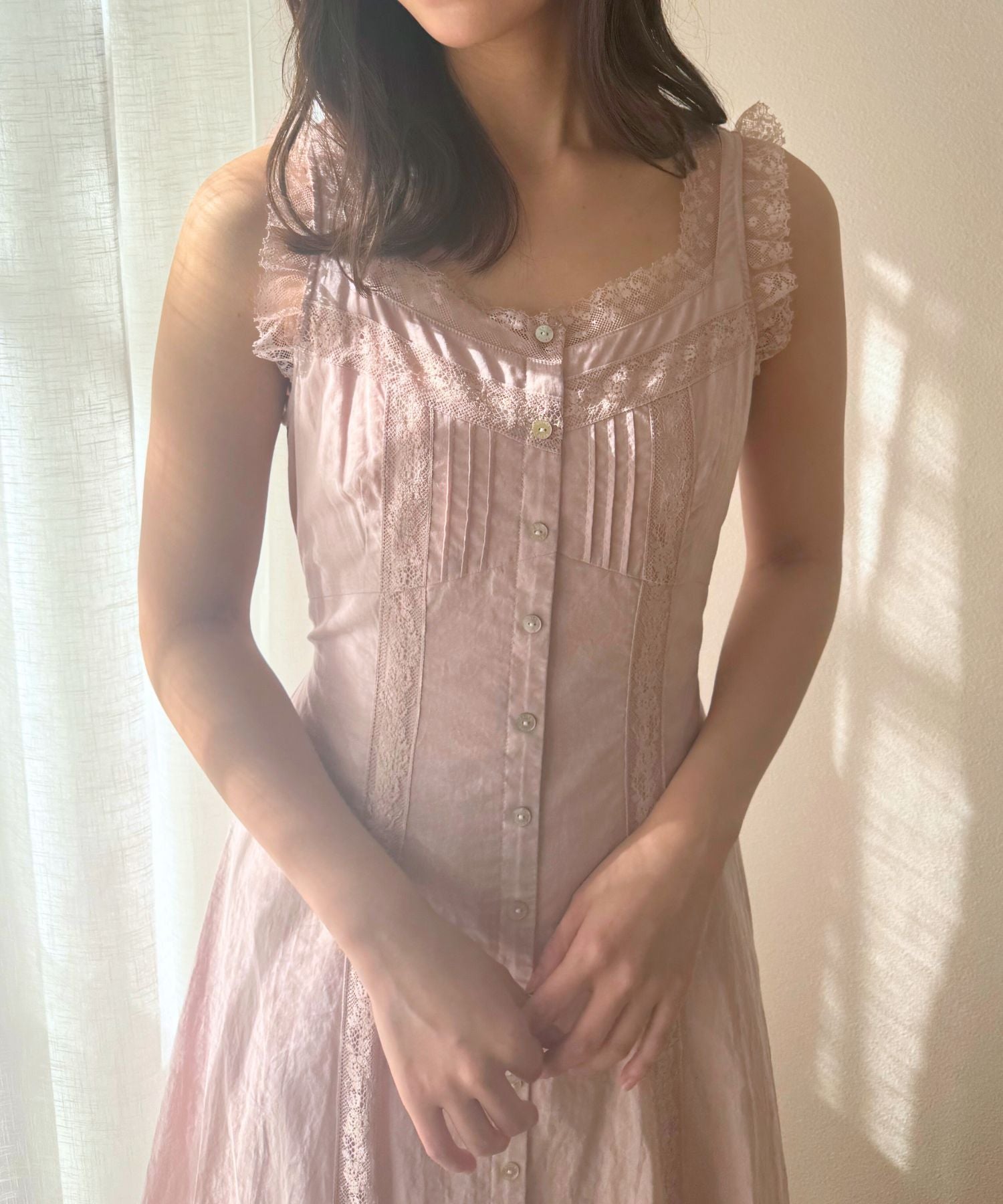 レースミックスフレアワンピース